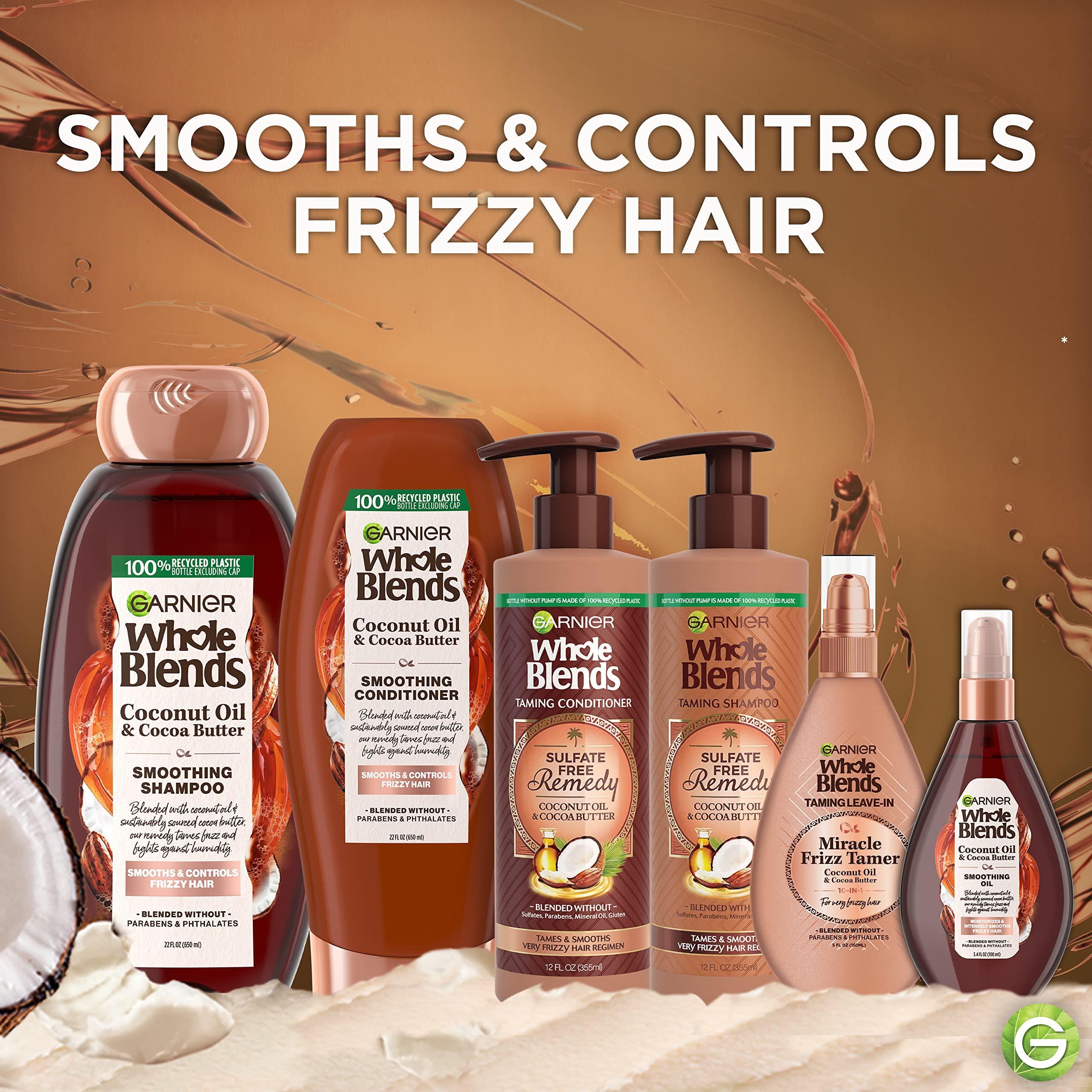 Garnier Garnier Whole Blends Coconut Oil & Cocoa Butter Smoothing Oil Spray for Frizzy Hair, 3.4 Fl Oz, 2 Count (Packaging May Vary)