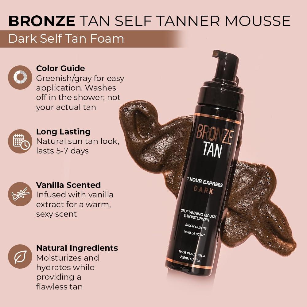 Existing Beauty Bronze Tan Self Tanner Mousse Dark Self Tan Foam | Sunless Tanner for all Skin Tones | Salon Quality Fake Tan Vanilla Scented Best Sellers (200 ml/ 6.7 oz)