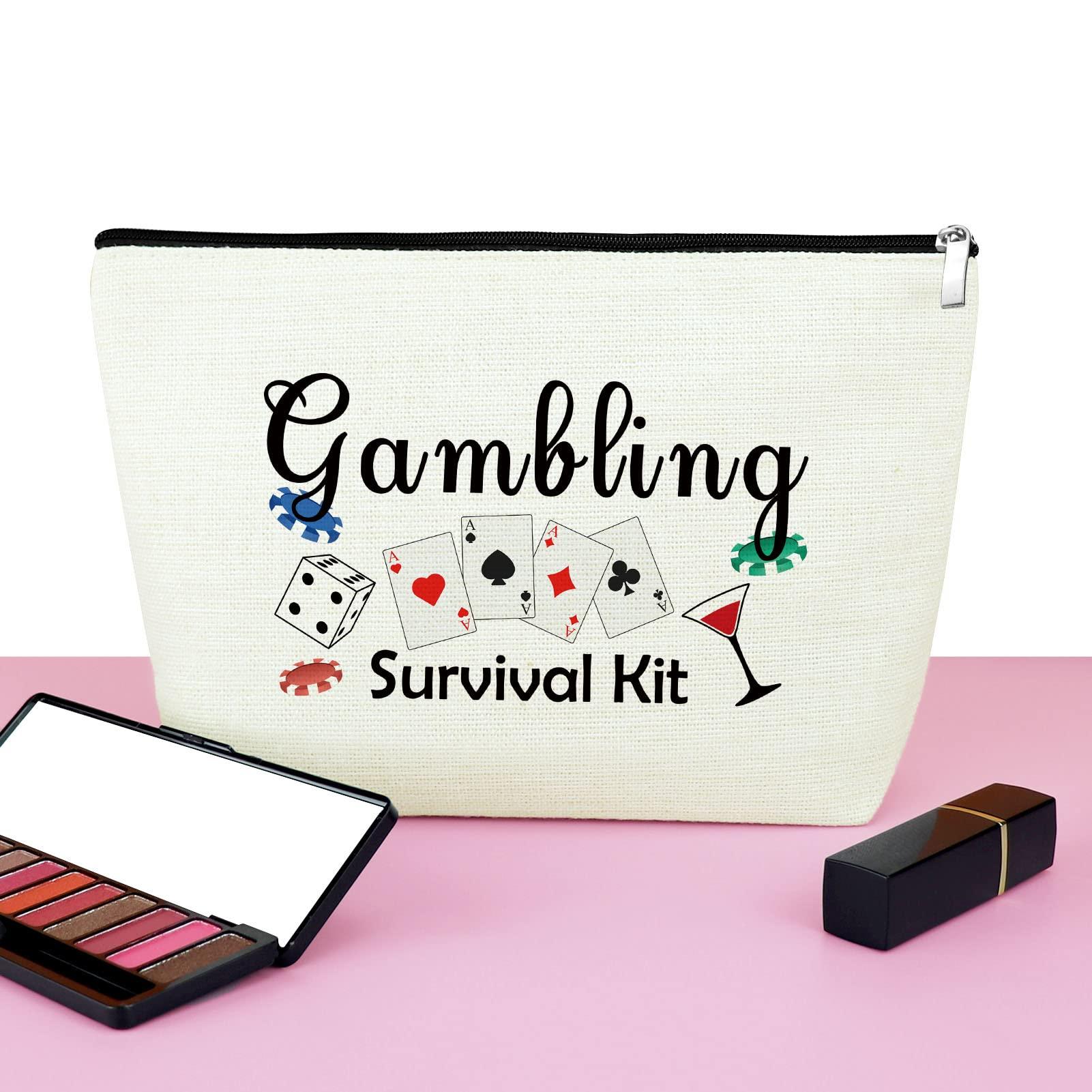 Mxrymvu Lucky Casino Gift for Gambler Makeup Bag Casino Gamble Zipper Pouch Gift Gambler Gift Idea Casino Lovers Cosmetic Bag Christmas Birthday Retirement Gift for Gambler Friends Travel Makeup Pouch