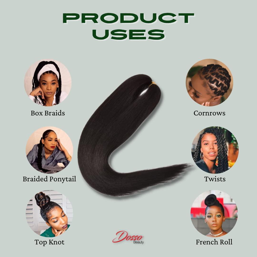 Dosso Beauty Dosso Beauty Single Pack Hypoallergenic Pre-Stretched Braiding Hair (28\", 1B/613), Itch-Free, Fast Drying, Light-weight, Hot Water Set, Soft Texture, Straight