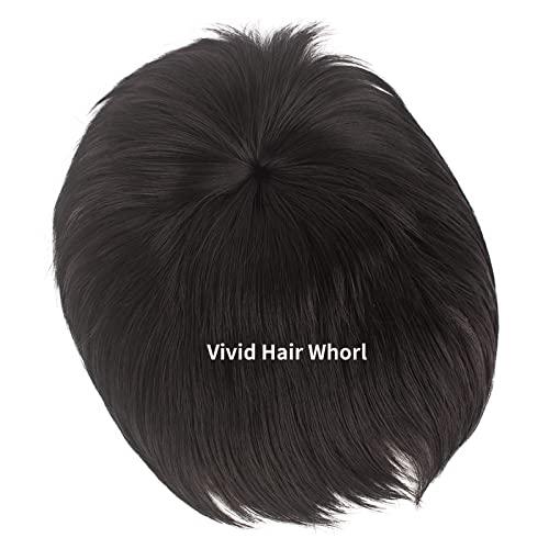WeKen WeKen Short Toupee for Men Hair Topper Wig Clip in Crown Hair Extensions Mens Hair Piece for Covering White Loss Hair Daily Wear