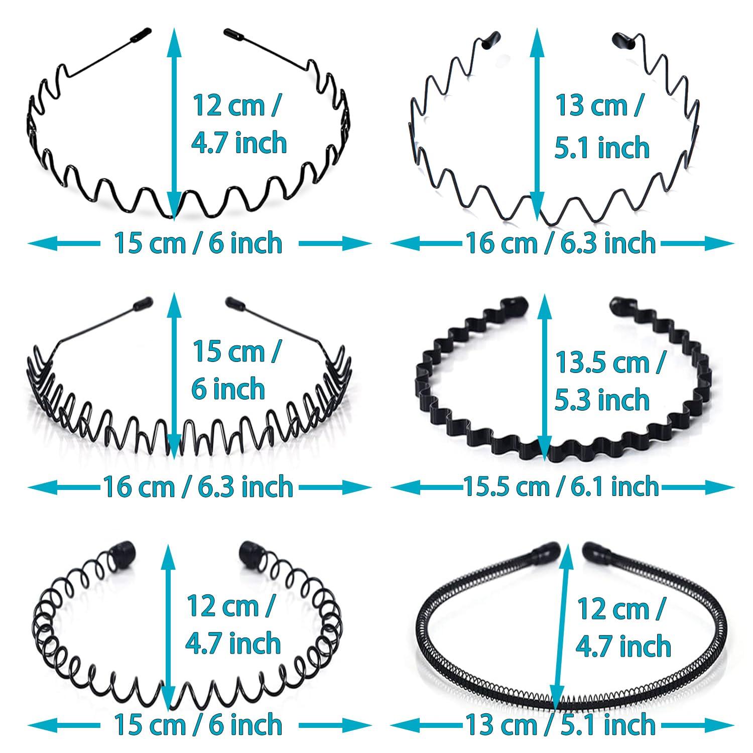 KELUBATU KELUBATU Metal Hair Band, Metal Fashion Hair Bands, Unisex Black Metal Headbands, Wavy Headband Perfect for Outdoor Sports and Daily Use (10pcs)