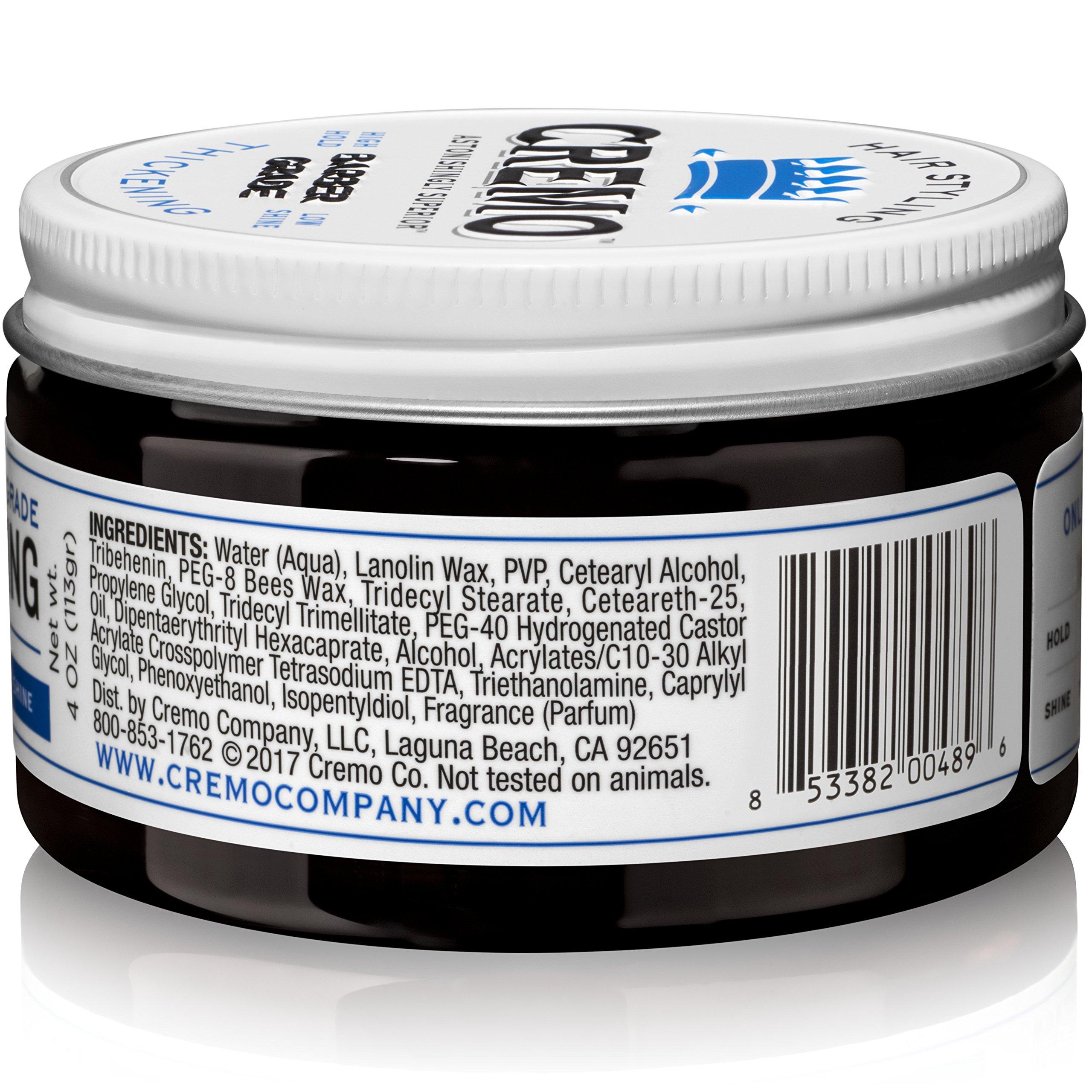 Cremo Cremo Premium Barber Grade Hair Styling Thickening Paste, High Hold, Low Shine, 4 Oz & Premium Barber Grade Hair Styling Shine Pomade, High Hold & Shine, 4 Oz