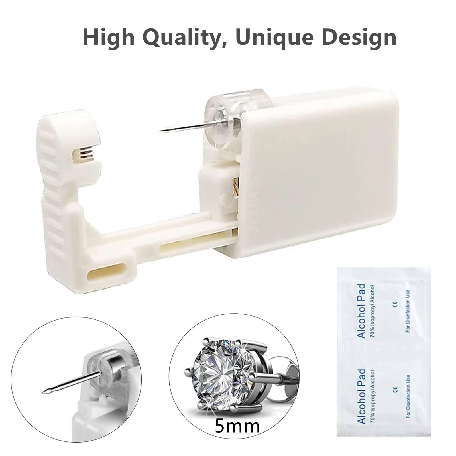 HYJLPAF HYJLPAF Safety Ear Piercing Kit – 4 Pack Disposable Self Ear Piercing Gun with 5mm Silver Earring Studs