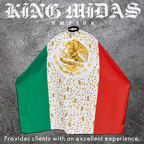 King Midas Empire King Midas Mexico Flag Barber Cape - Professional Grade Hairdressing Cape - Barber Shop and Home Salon Barber Cape