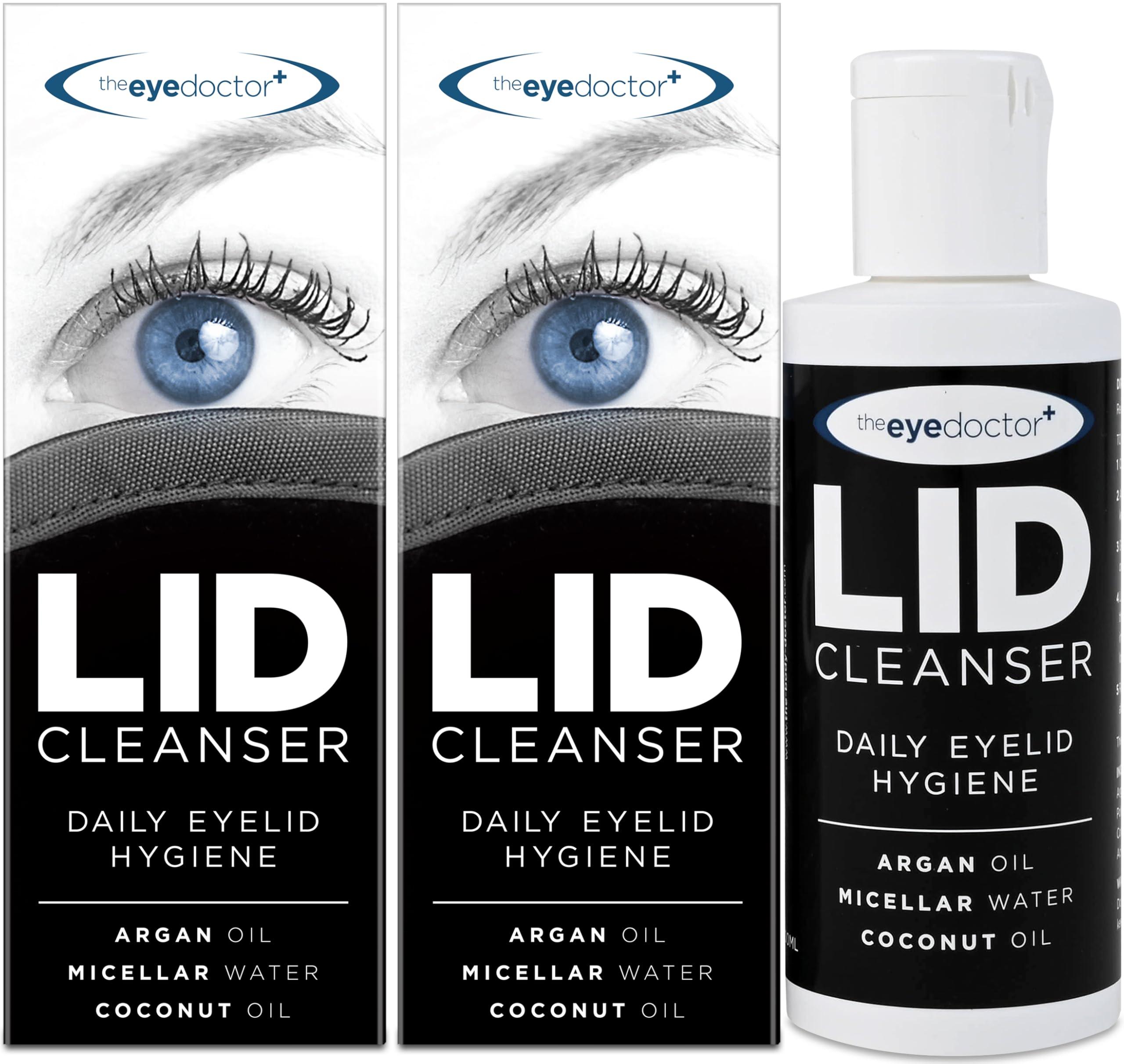 The Eye Doctor The Eye Doctor Lid Cleanser Twin Pack - Eyelid Cleanser Remove Debris Dirt & Make-up from Eyelids - Suitable for Sensitive Eyes - Contains Argan Oil Coconut Oil & Micellar Water 2X 100ml Bottles