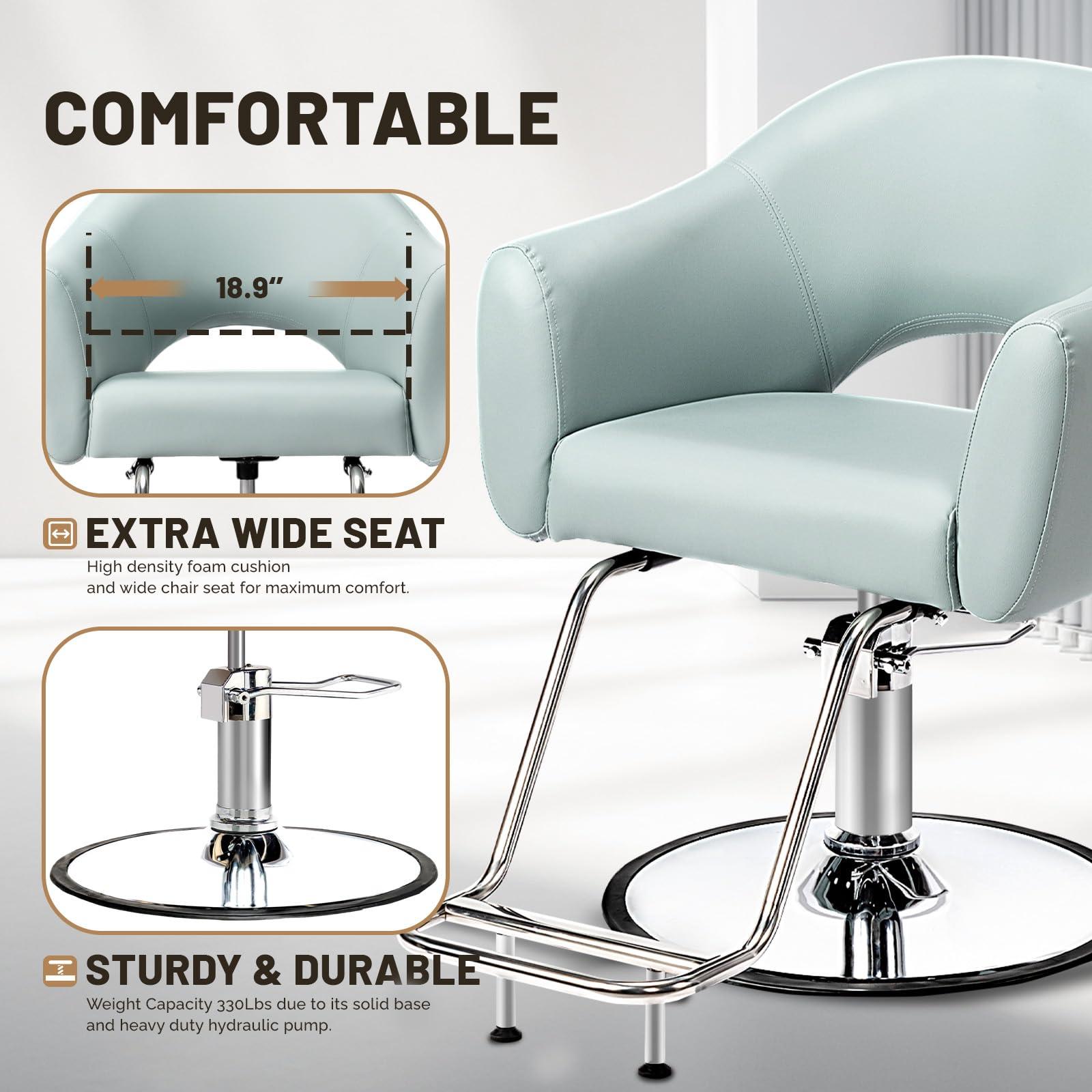 OmySalon OmySalon Hair Salon Chair for Hair Stylist with Thick Cushion & Wide Footrest, Hydraulic Barber Chair Heavy Duty 360Swivel, Styling Chair for Women Hairdresser Home Barbershop