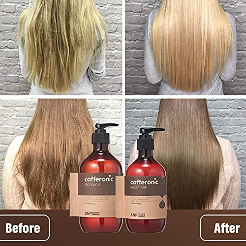 SNP Shining Nature Purity SNP Cafferonic Shampoo and Conditioner Set - with Hyaluronic and Coffee for Moisturizing, Invigorating Scalp, Strength Roots and Volumizing - All Hair Types & Color Treated Hair, Men and Women (500mL/