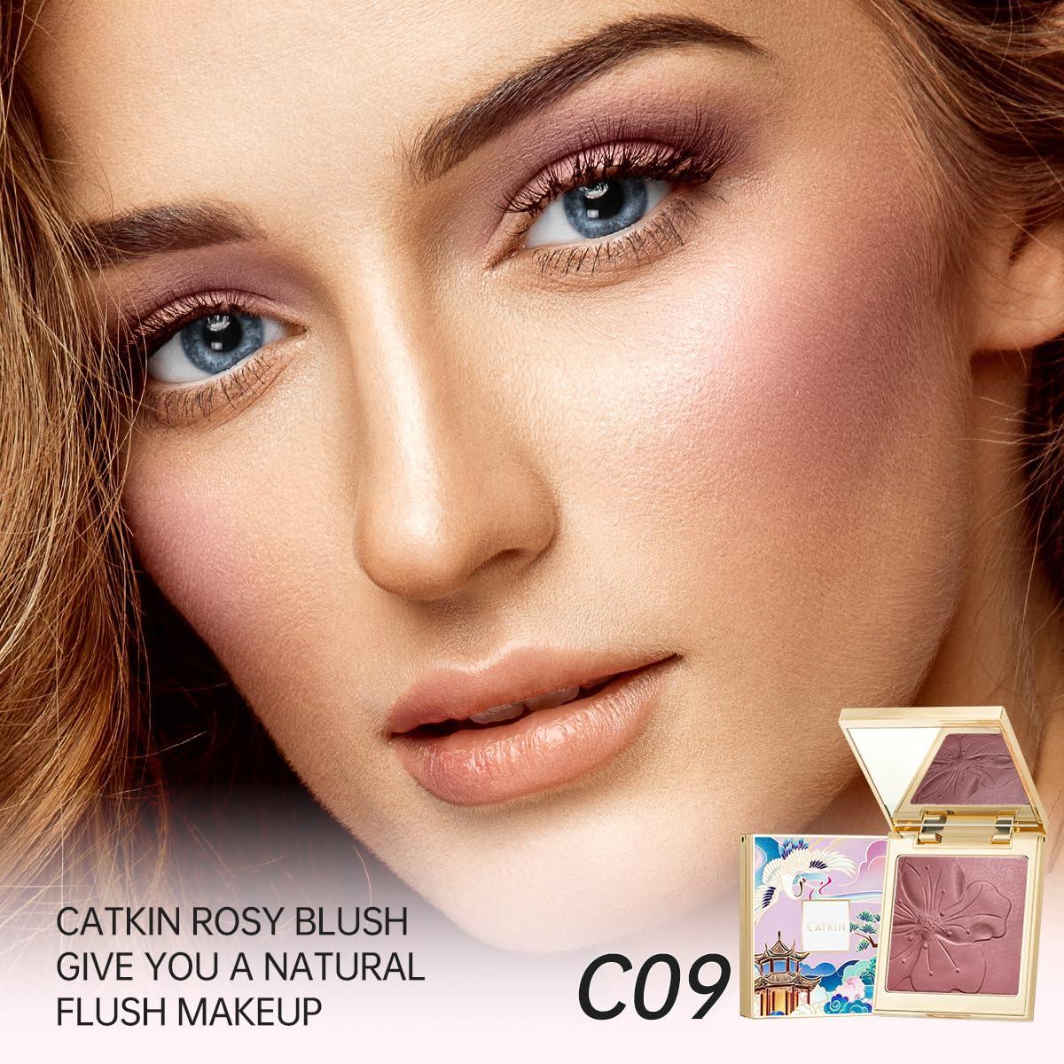 Catkin CATKIN Cheek Powder Blush Baked Pink Makeup Blusher Creamy Light Weight Long Lasting Natural flush Finish10g (C09 Midnight)
