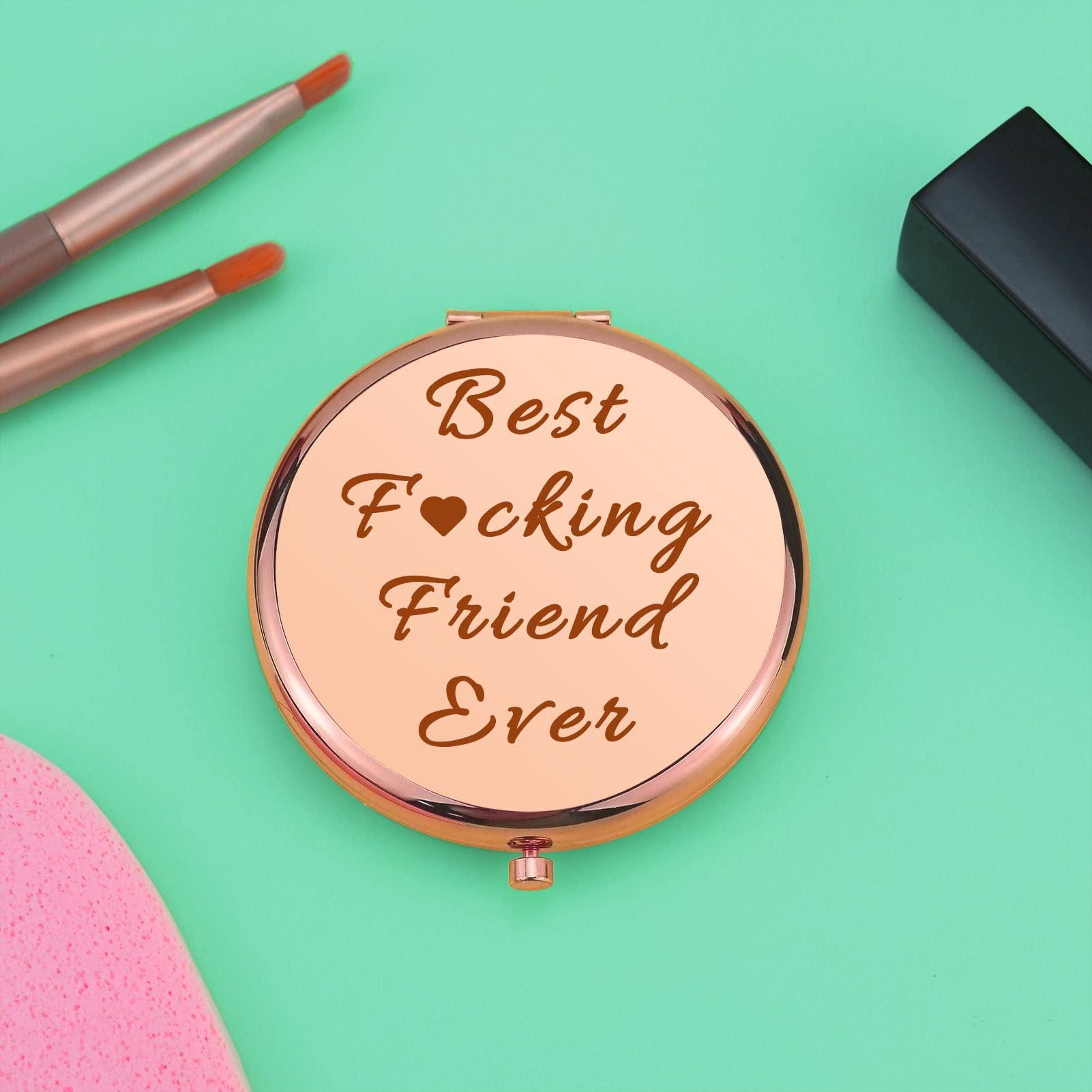 Mwphuy Funny Friendship Gifts for Women Compact Makeup Mirror for BFF Best Friend Besties Sister Best Friend Birthday Gifts for Women Folding Makeup Mirror Christmas Graduation Wedding Gifts