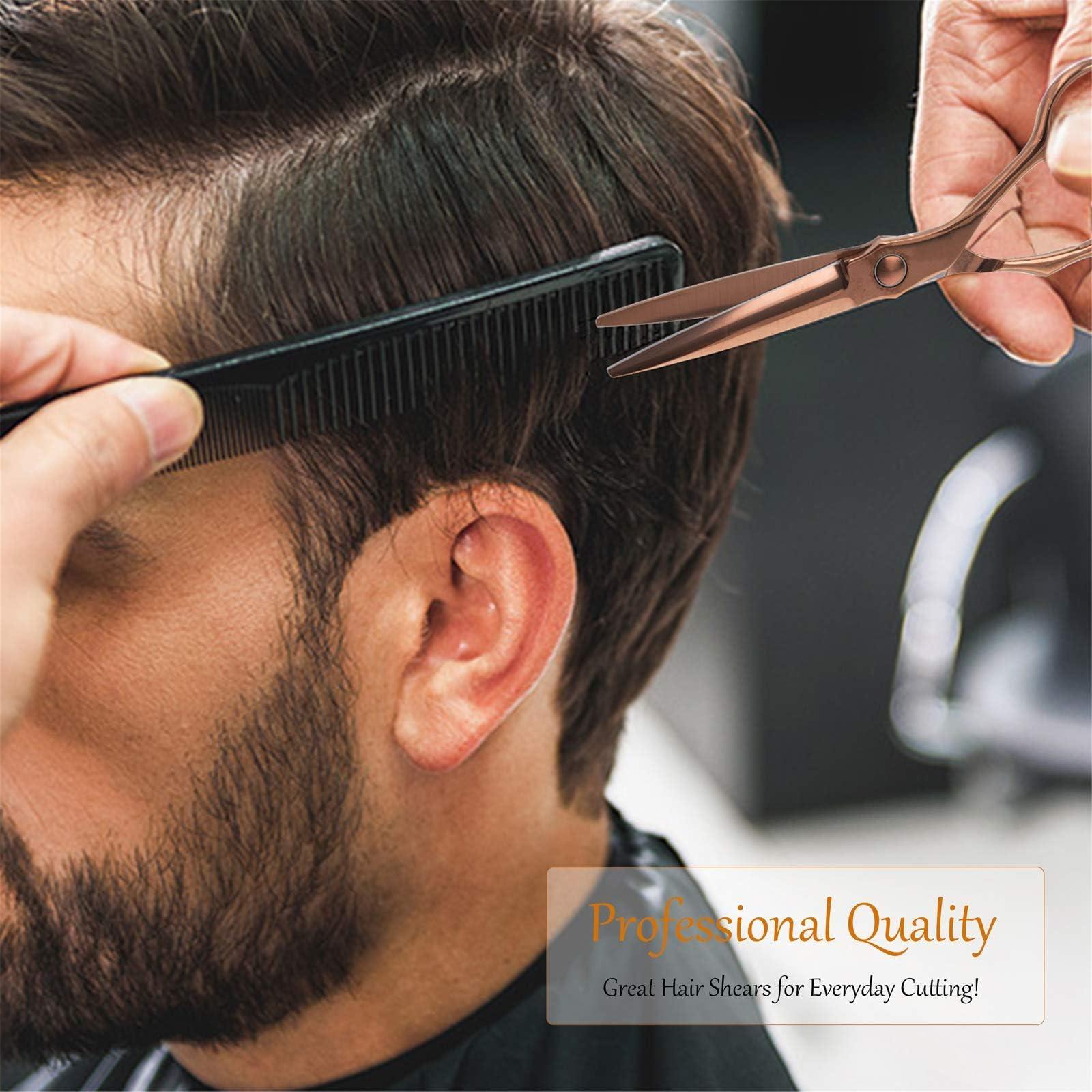 JASON JASON 6\" Hair Cutting Scissors - Professional Haircut Scissor Hair Trimming Shear for Barber, Hairdresser, Stylist, Women and Men, 440C Stainless Steel Hair Cutting Shear, Rosegold