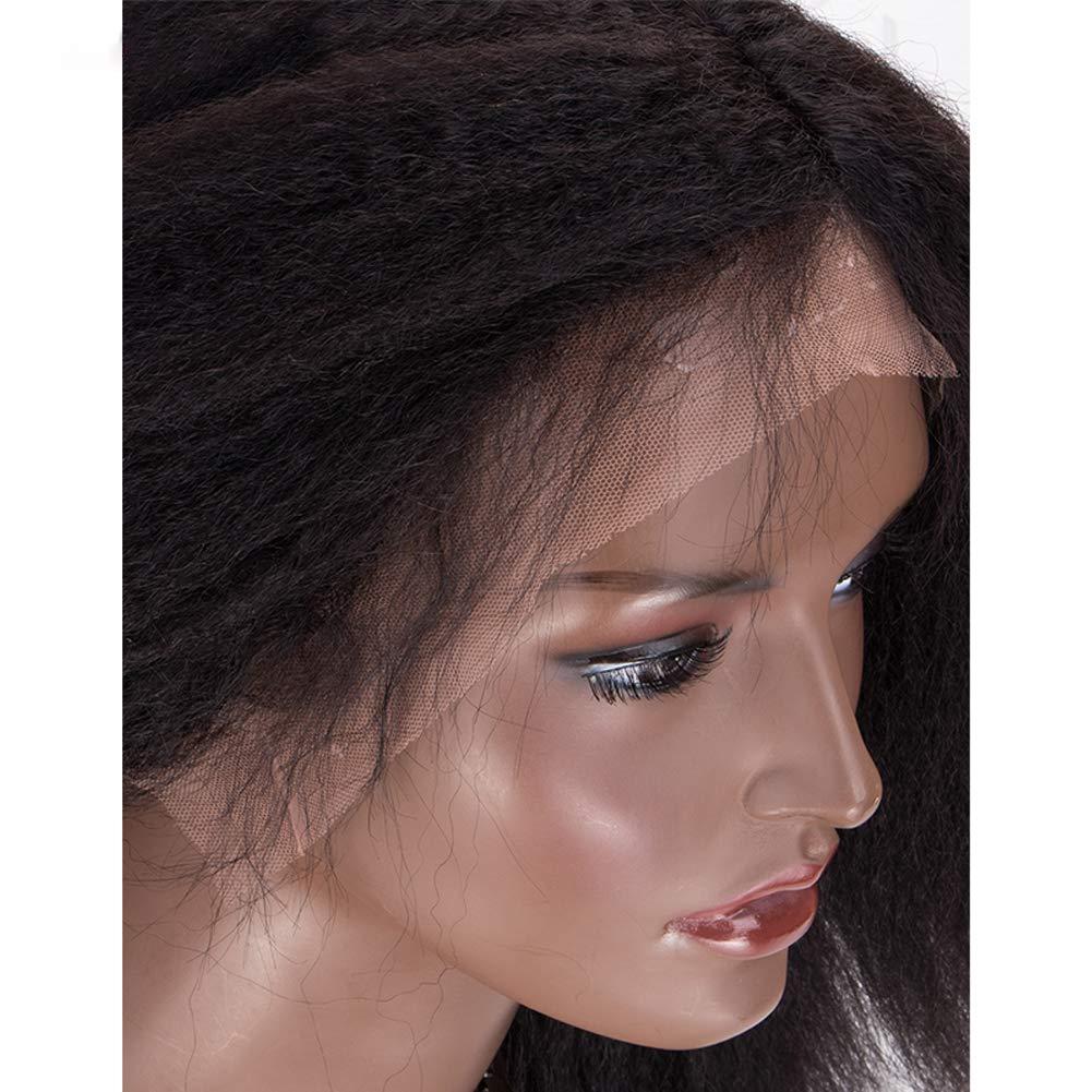 Prime Kitty Short Lace Front Wigs Human Hair Pre Plucked Bleached Knots Kinky Straight Short Wigs for Black Women with Baby Hair Medium Cap Fake Scalp Natural Black 13x4 Human Hair Lace Frontal Wig 180% 8\"