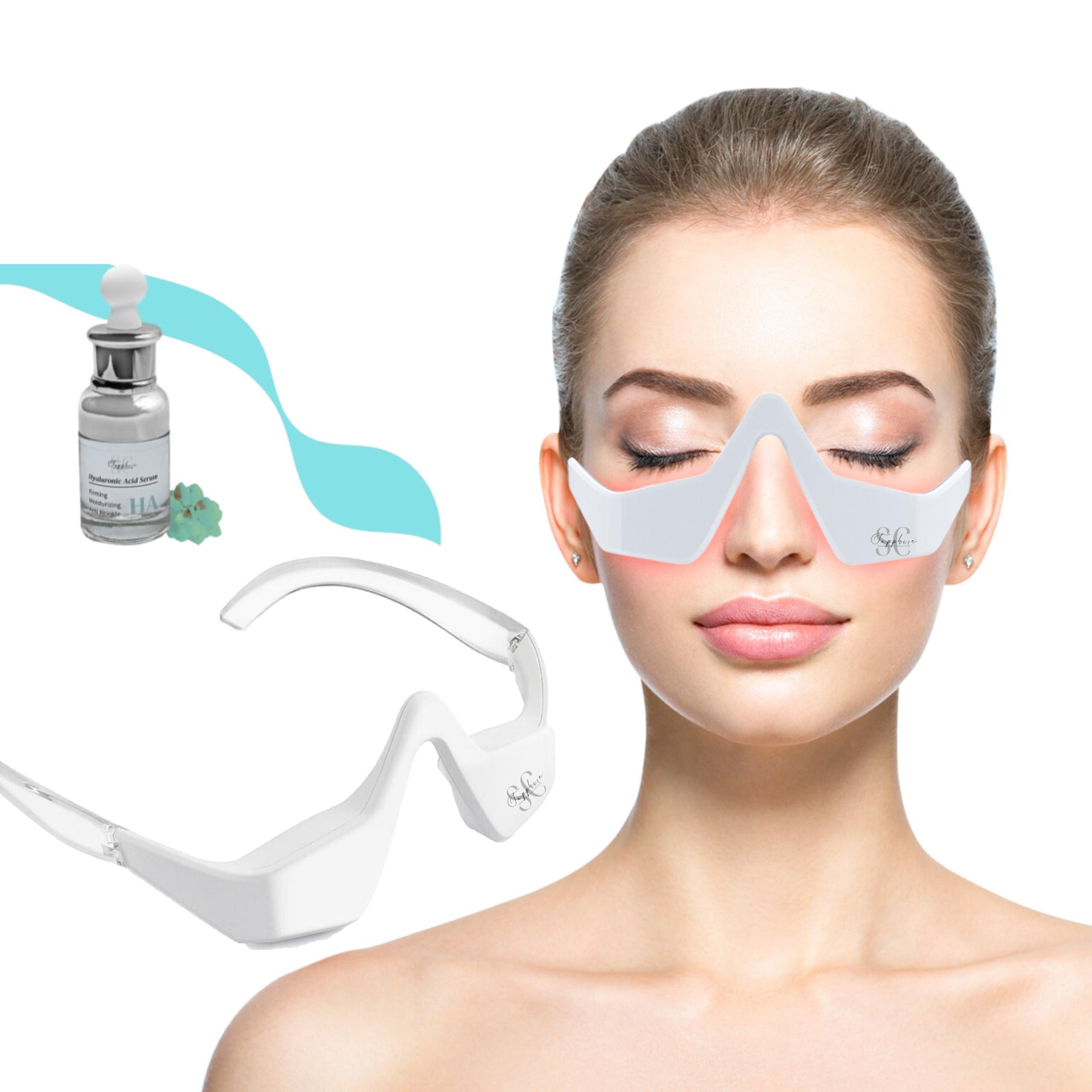 SC Sapphire Gorgeous Skin Collection Skin Care Red Light Therapy Glasses Specifically for Dark Circles and Under Eye Bags - Intense Microcurrent Eye Masks for Dark Circles and Puffiness - Anti Aging Brightening Glasses [1pair]