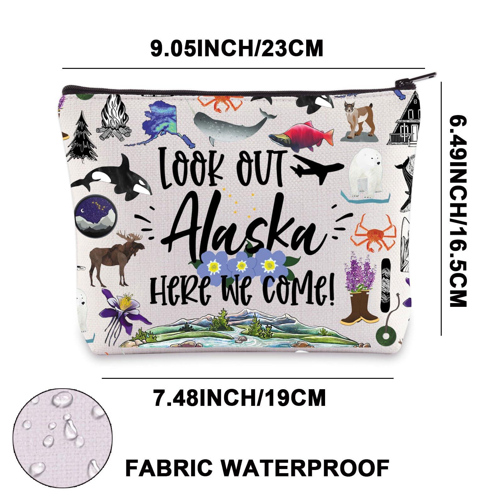 JNIAP JNIAP Cruising Together Alaska Makeup Bag Alaska Trip Gifts Alaska Vacation Gift Alaska Lover Gift Alaskan Cruise Gifts Alaska Travel Bag (Look Out Alaska)