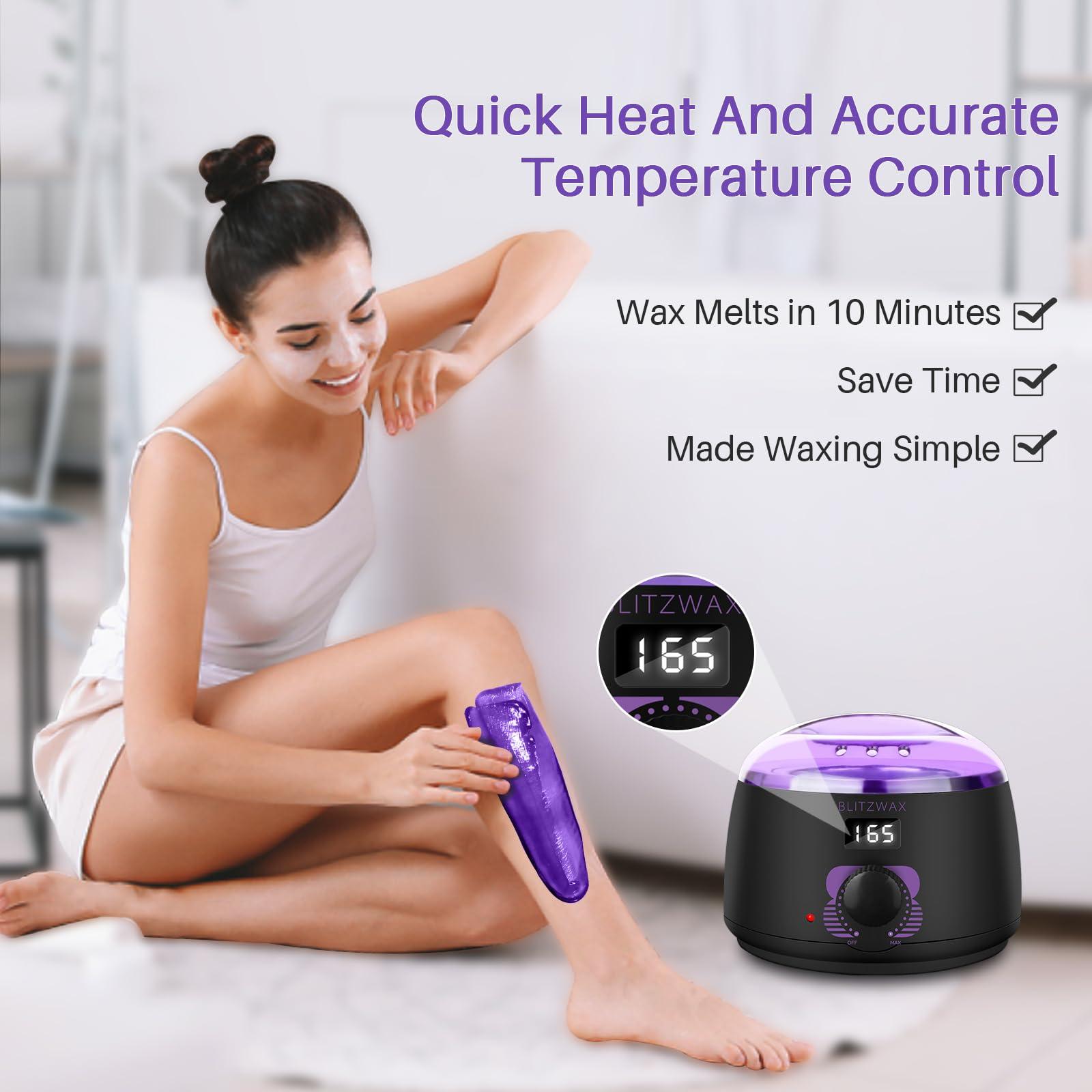BLITZWAX BLITZWAX Digital Waxing Kit for Women and Men Hair Removal with 1.3lbs Lavender&1.3lbs Cream Wax Beans for Eyebrow, Body, Brazilian, Bkini and Sensitive Skin, Hot Wax Beads Kit for Home and Salon Use