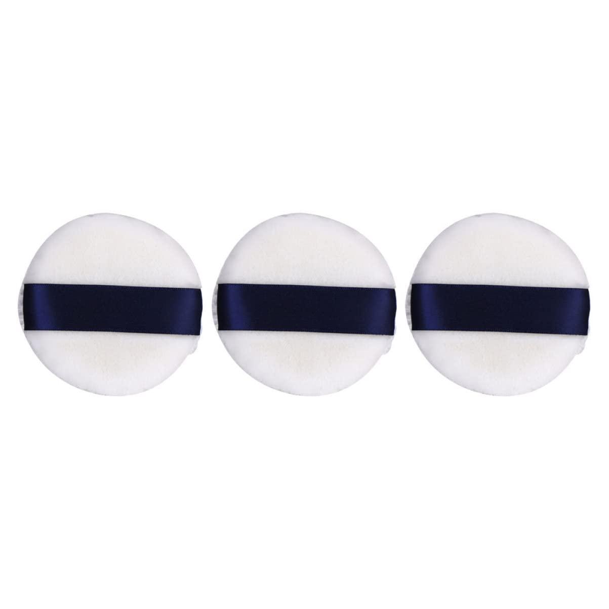minkissy minkissy 2sets Loose Powder Makeup Puff Face Powder Puff Ribbon for Foundation Cosmetic Puff Lightweight Compact Powder Applicator Fleece 3pcs*2