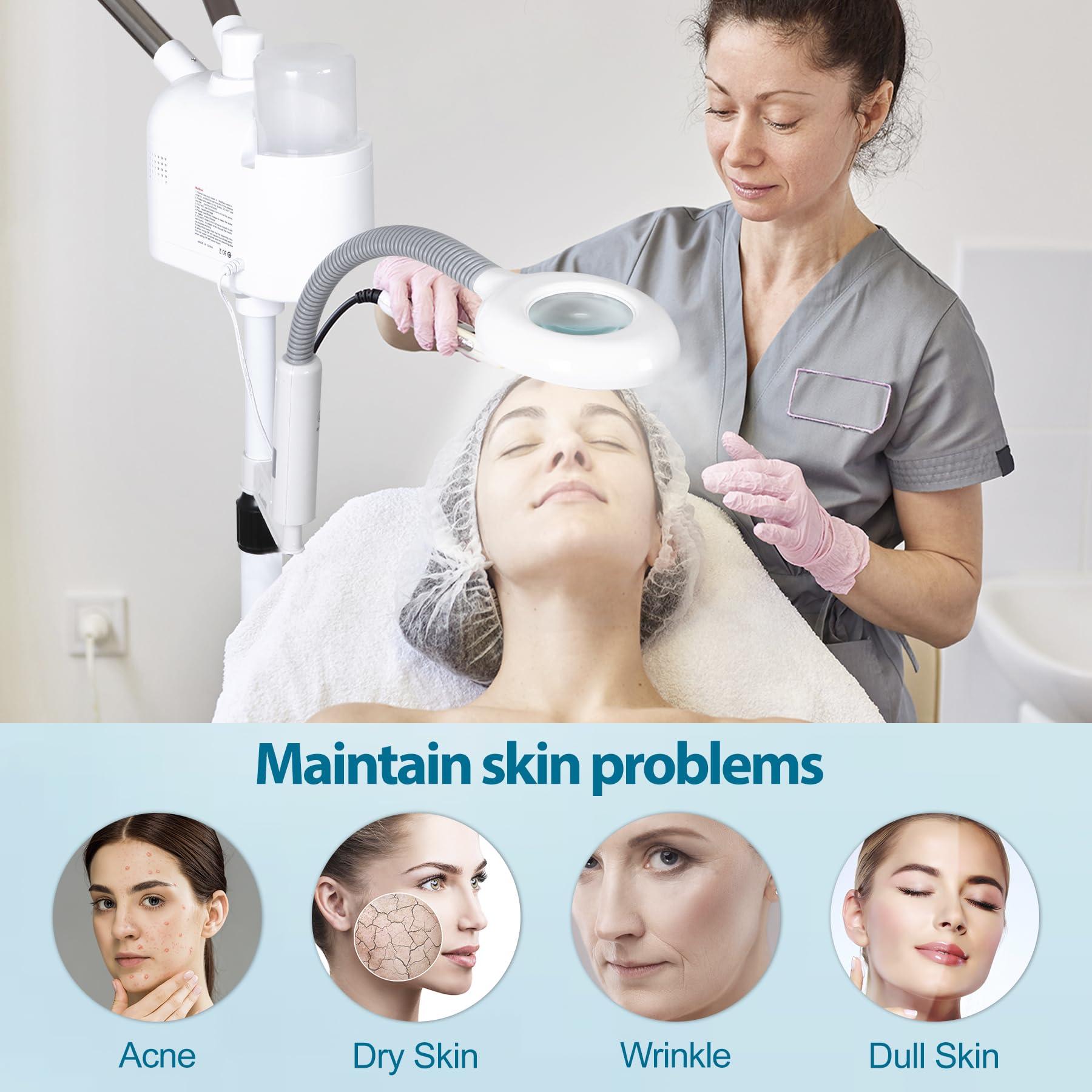 Nova Microdermabrasion Professional 3 in 1 Facial Steamer for Face Deep Cleaning Ozone Face Steamer with 5X Magnifying Lamp Hot Cool Mist Function for Salon Spa Home Beauty Equipment (3 in 1 Facial Steamer)