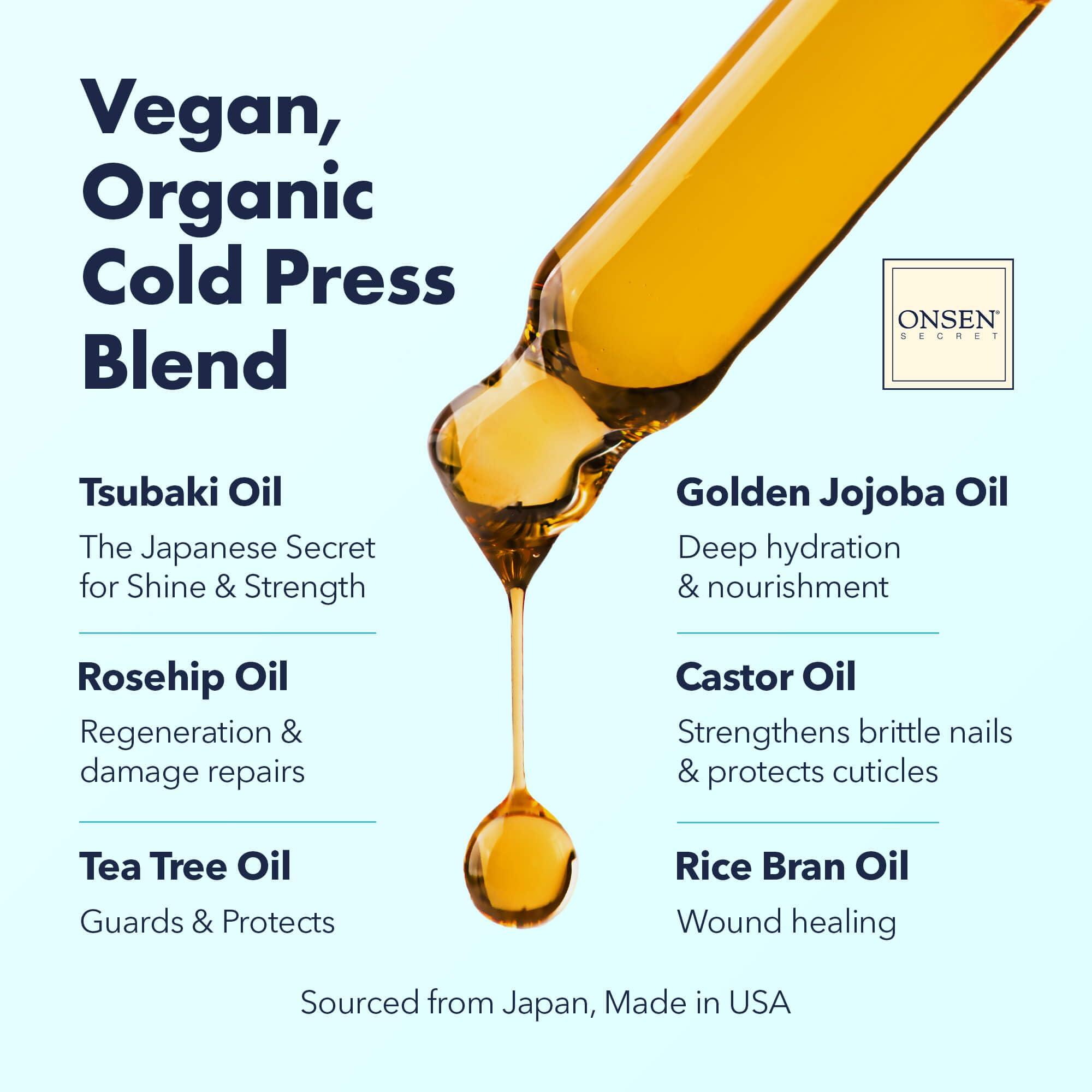 Onsen Onsen Secret Nail & Cuticle Repair Oil (30ml) - Dry Oil Formula - Japanese Tsubaki, Tea Tree & Jojoba - Strengthens Nails, Repairs Cuticles, Hydrates Skin & Hair - Natural & Vegan