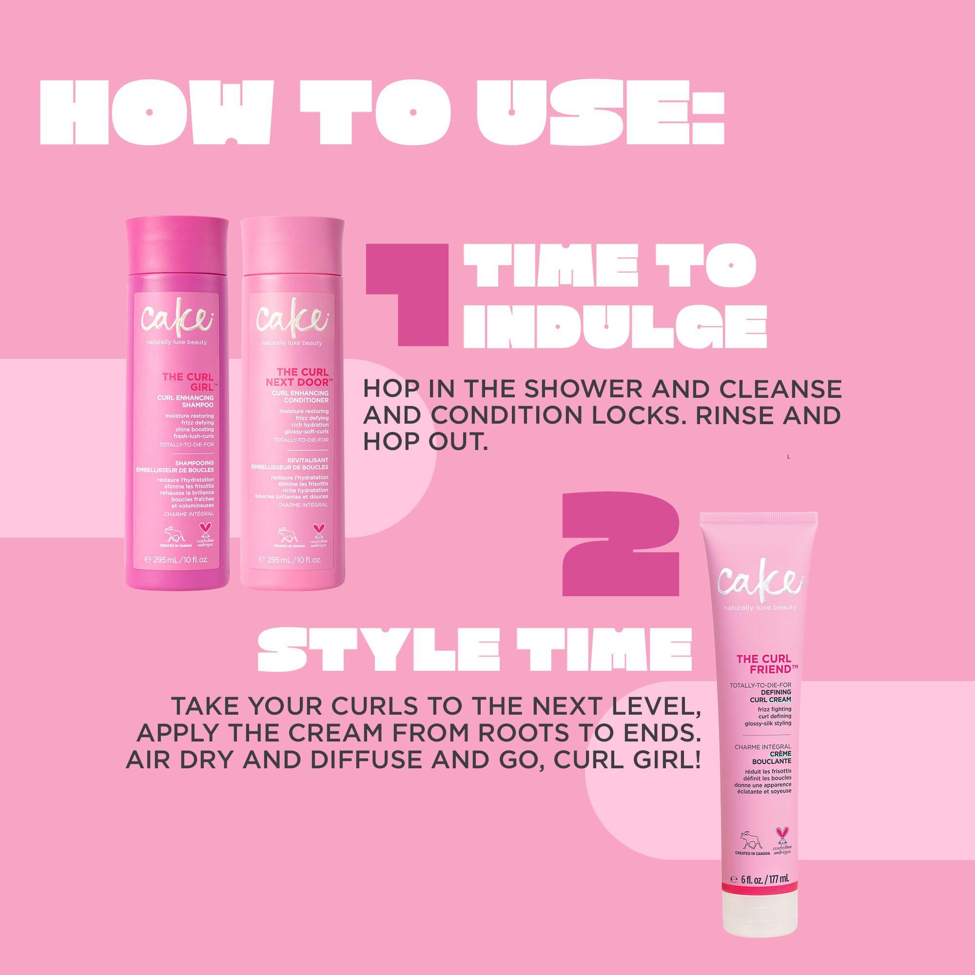 Cake Beauty Cake Beauty Curl Friend Defining Curl Cream - Bounce Curly Hair Styling Product & Anti Frizz Control Heat Protectant for Hair Detangler Cruelty Free & Vegan (Pack of 2)