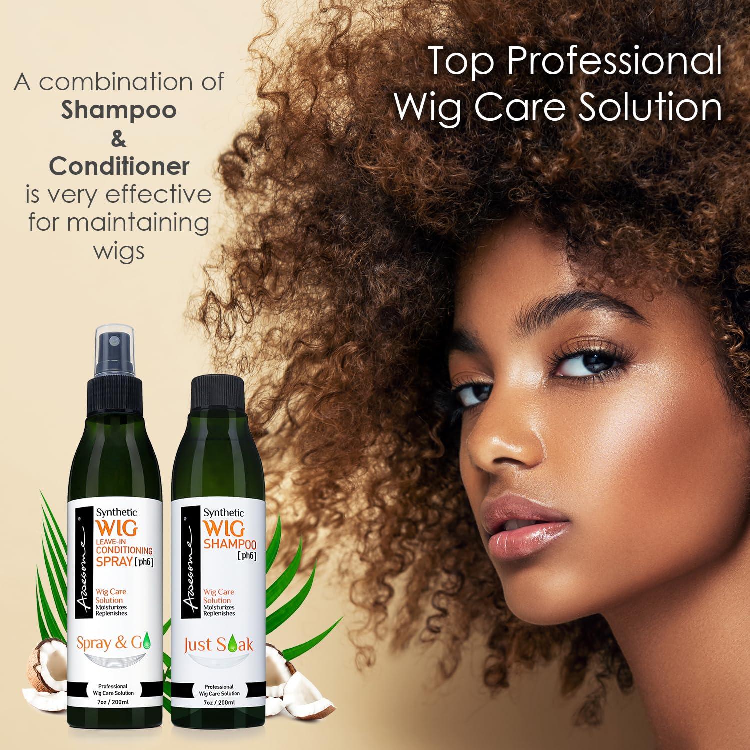 Awesome Awesome Synthetic Wig Shampoo, pH6, Detangle and Anti-Frizz, Adds Body & Volume, Hydrates & Moisturizes, Promotes Silkiness & Shine, Easy Combing, Contains Coconut Oil,7 fl oz