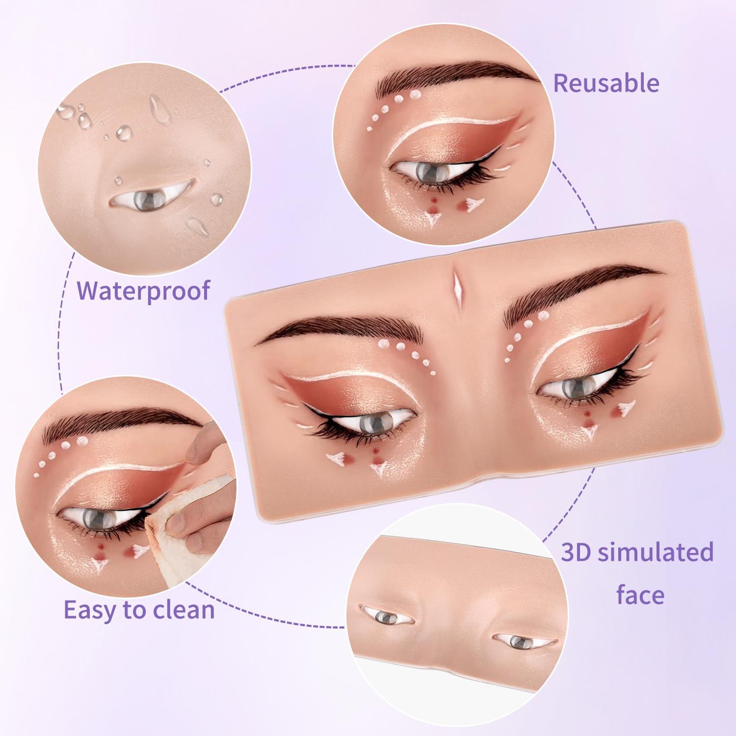 Vnmcry Vnmcry Makeup Practice Face Mannequin Reusable Practice Eye Board 3D Silicone Eyes Pad for Makeup Beginners Students and Artists (Skin)
