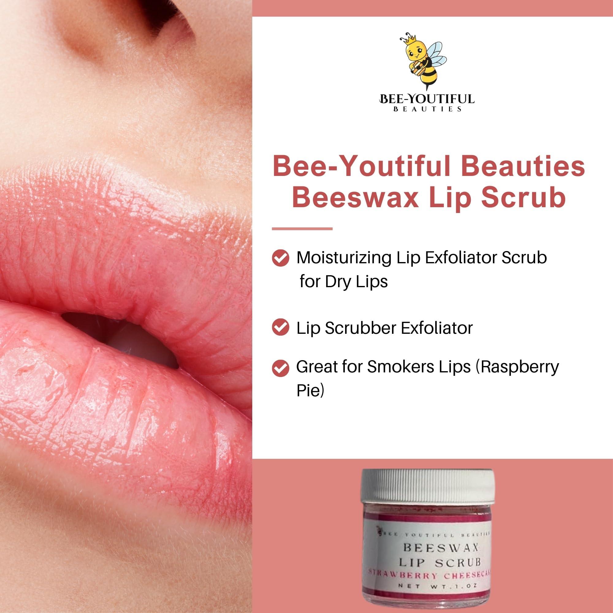 Bee-Youtiful Beauties Bee-Youtiful Beauties Beeswax Lip Scrub | Moisturizing Lip Exfoliator Scrub for Dry Lips | Lip Scrubber Exfoliator | Great for Smokers Lips (Sweet Cheeries)