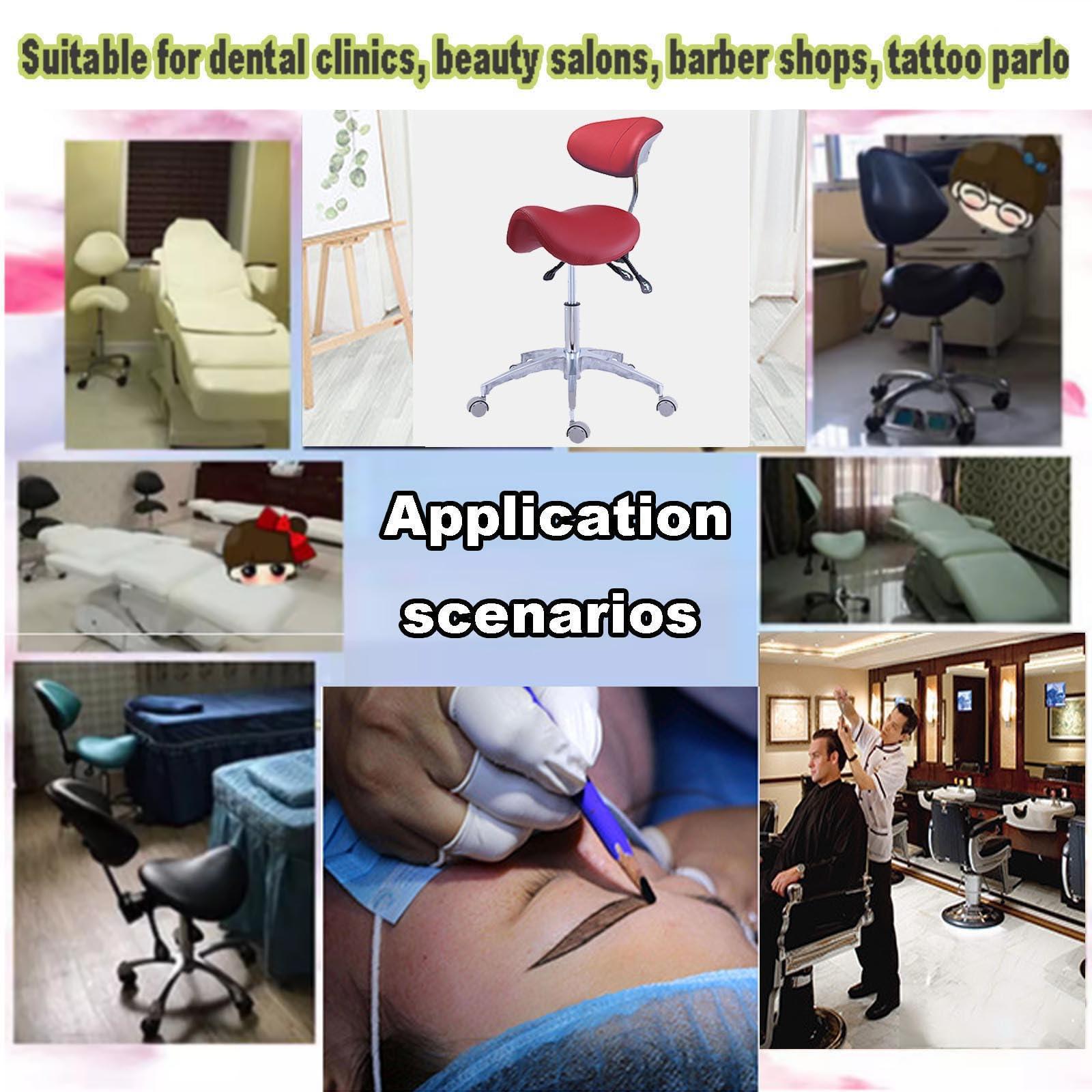 SFKLYU SFKLYU Adjustable Saddle Stool with Back Support Ergonomic Rolling Chairs Esthetician Seat for Salon Tattoo Shop Spa Home Dentist Clinic,P24