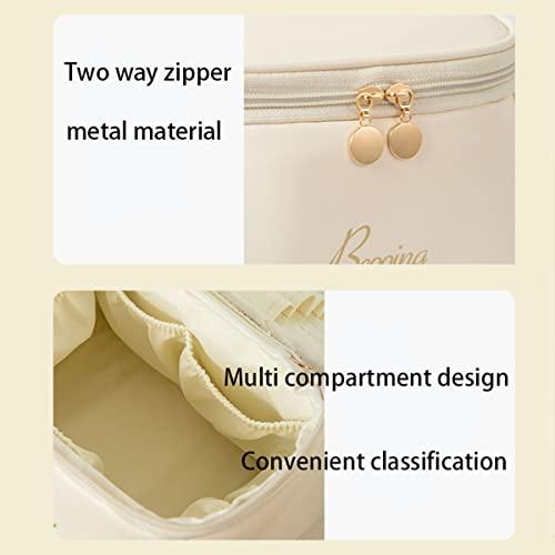 cirea cirea Cube Style PU Modern Simple and Large Capacity Cosmetic Bag for Easy Carrying of Travel Ladies' Makeup Bag (Pink)