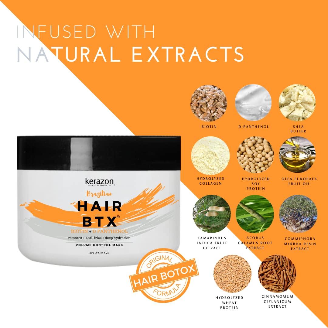Kerazon Professional KERAZON Brazilian Hair Botox Treatment For All Hair Types + Sulfate Free and Sodium Free Shampoo & Conditioner KIT