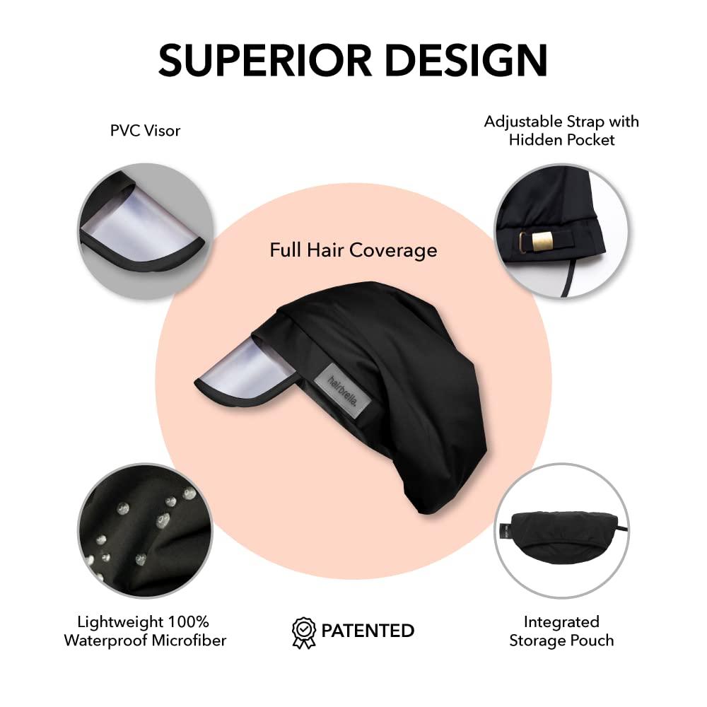 Hairbrella Hairbrella 100% Waterproof Rain Hat, Satin-Lined Cap, UV Sun Protection, Full Hair Coverage, Packable Travel Accessory Cranberry