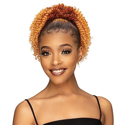 Janet Collection Janet Collection Remy Illusion Ponytail Extension 10.5-inch Coily Pony Tails Hair Extensions Premium Synthetic Hair Ponytail Extension Drawstring Kinky Curly Ponytail 82g (CARMINE)