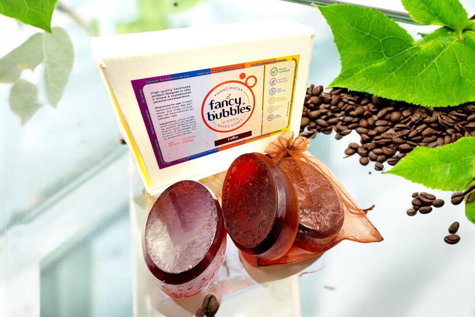 Fancy Bubbles Fancy Bubbles Artisanal Fruital Soap Line - Glycerin-based soaps Made in Brazil (Pack of 3, Coffee)