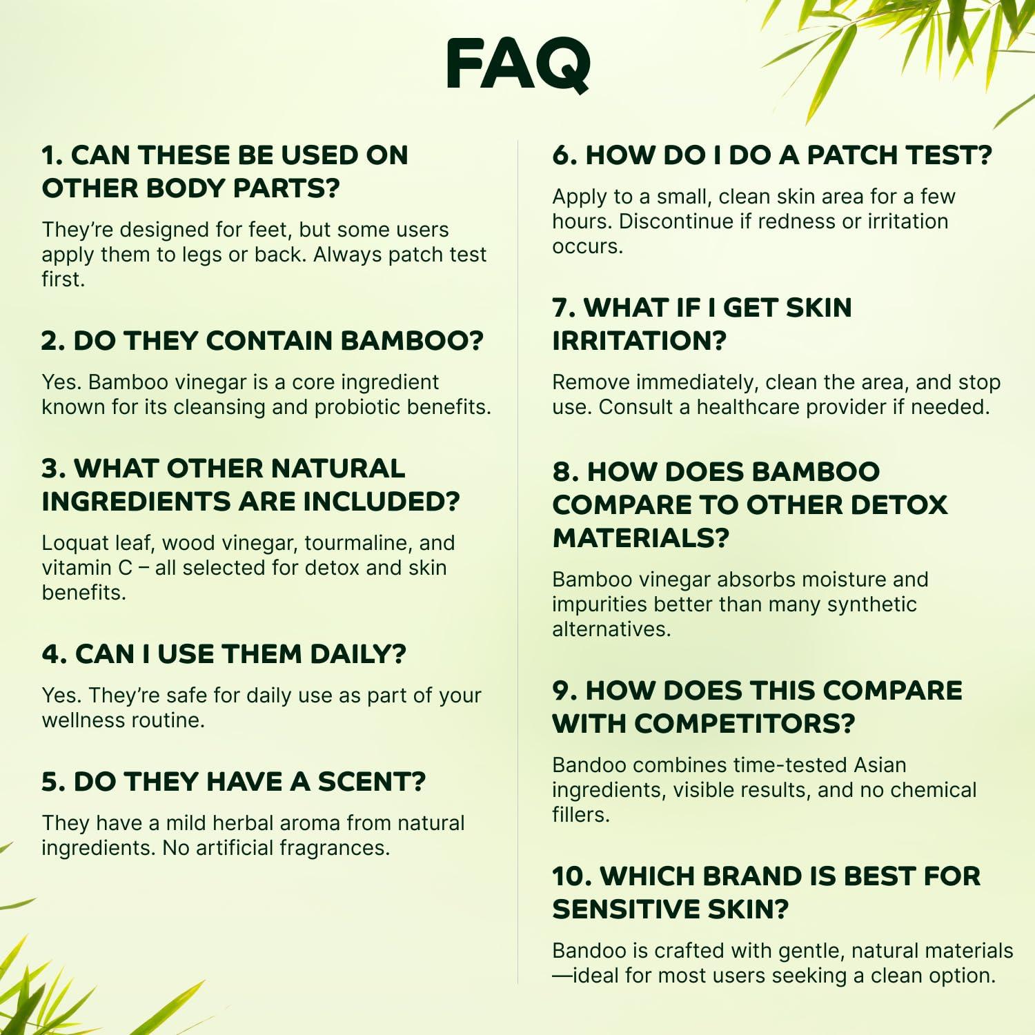 Bandoo Bandoo Original Deep Cleansing Foot Pads | Rana Pads | Premium Natural Bamboo Foot Pads | Japanese Foot Pads | Cleanse, Moisturize & Energize | for Men & Women | 10 Pads