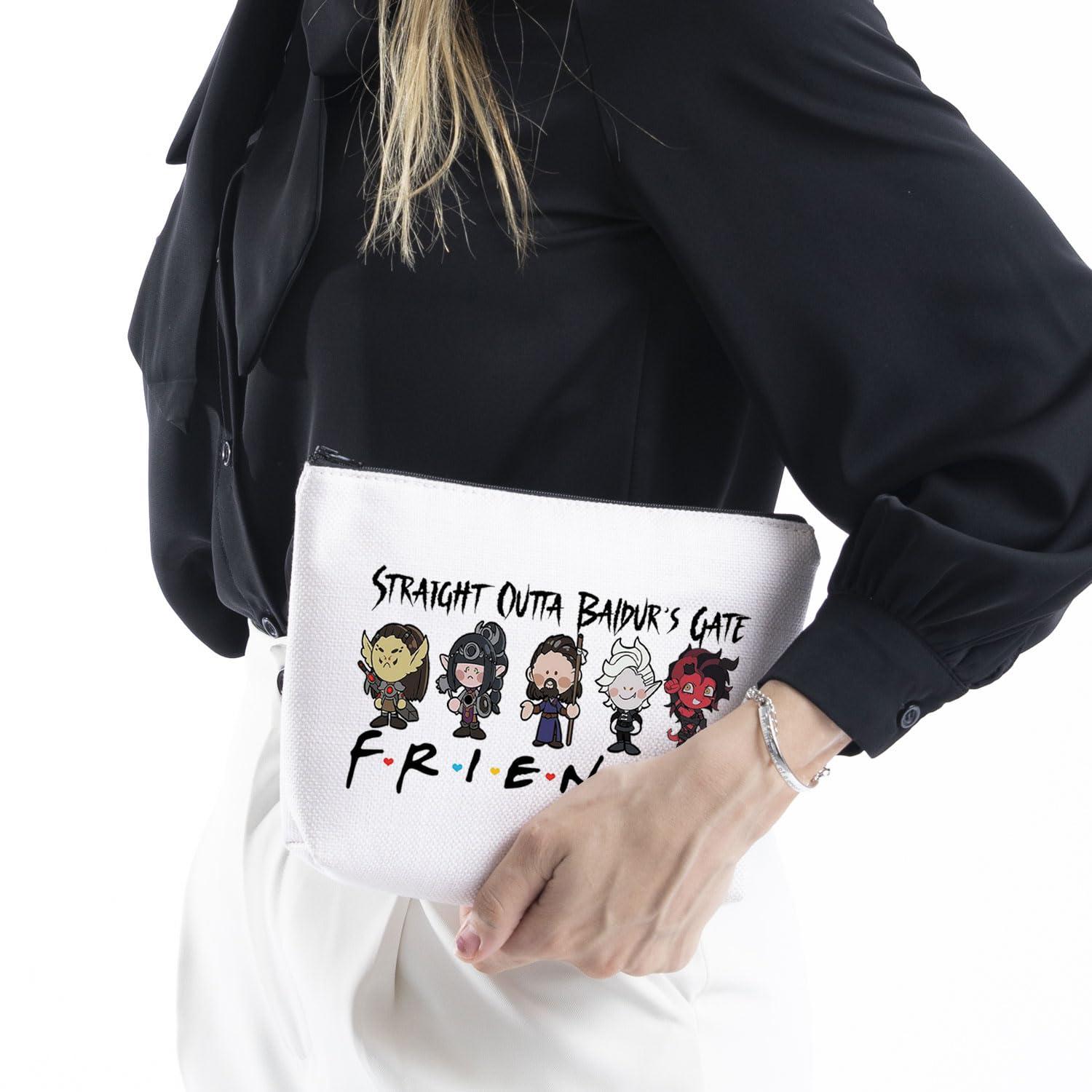 WCGXKO WCGXKO Novelty Gamer Gift Straight Outta Baldurs Gate Zipper Pouch Makeup Bag (B-Outta Baldur Gate), beige