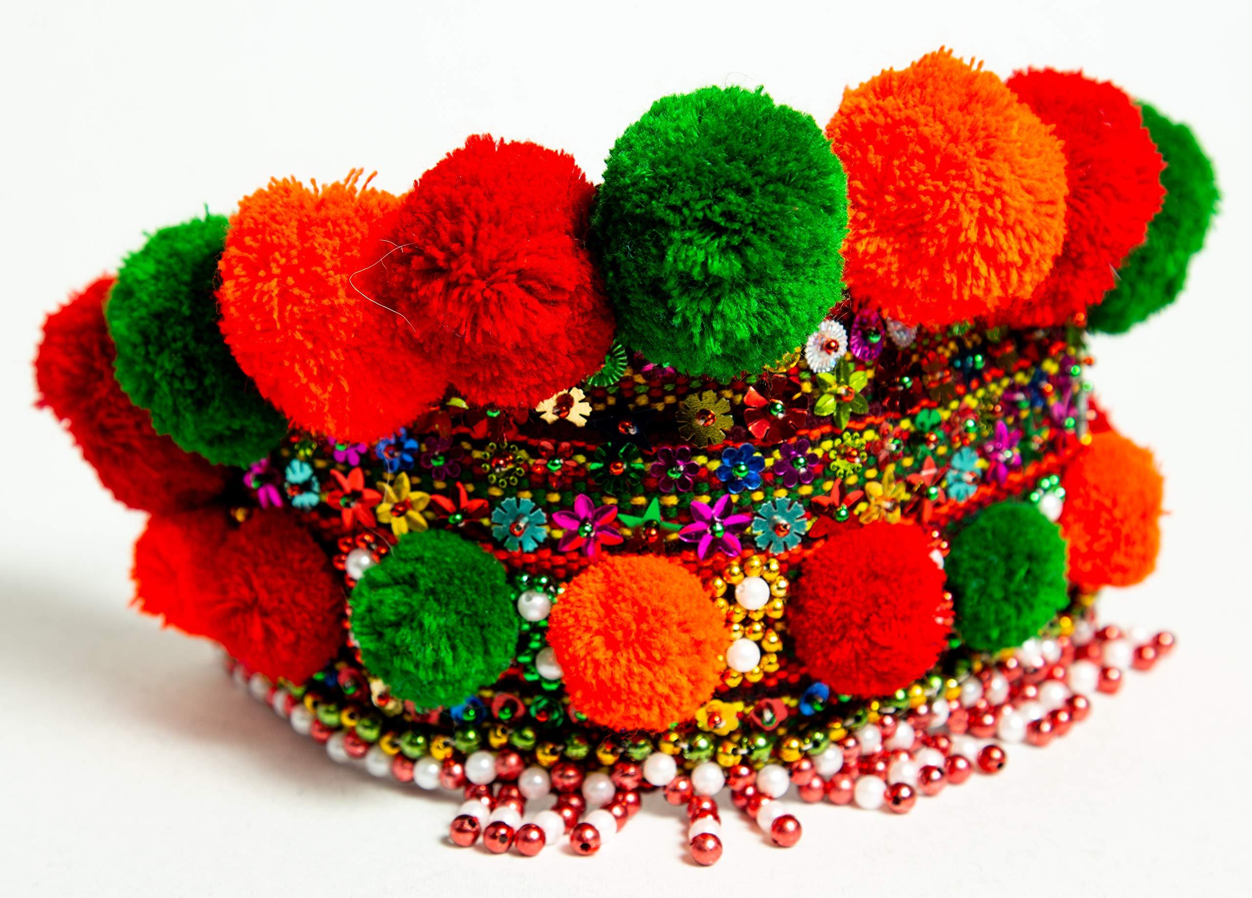 Rushnichok Ukrainian Wedding Chiltse Kokoshnik Traditional Easter Headdress Wreath Vyshyvanka Style Handmade Beaded (Green Orange)