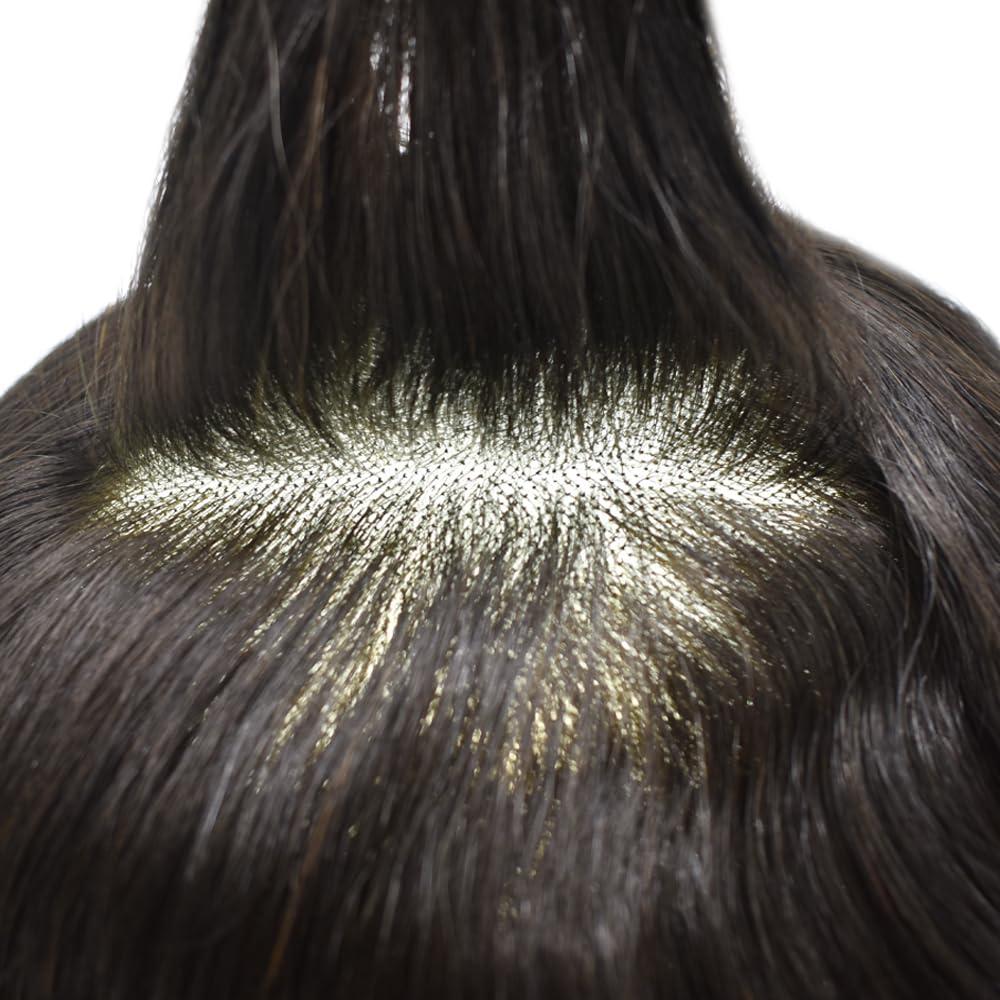 Curve Hair Curve Hair Toupee for Men Hairpieces Fine Mono Poly Skin Around Mens Toupee Hair Replacement System 100% European Human Hair Piece Unit Wigs for Men (#1B80 Off Black+80% Gray, 6\'\'X8\'\')