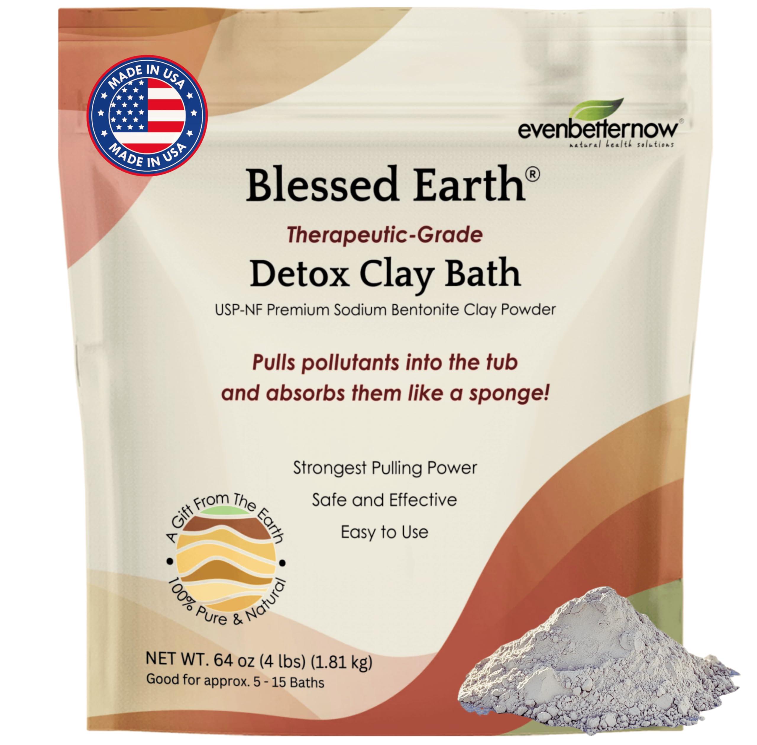 EvenbetterNow Blessed Earth Detox Clay Bath, 100% Pure Sodium Bentonite Therapeutic Grade - Removes Toxins, Impurities and Contaminants, by Evenbetternow LLC, 4 lbs (64 oz)