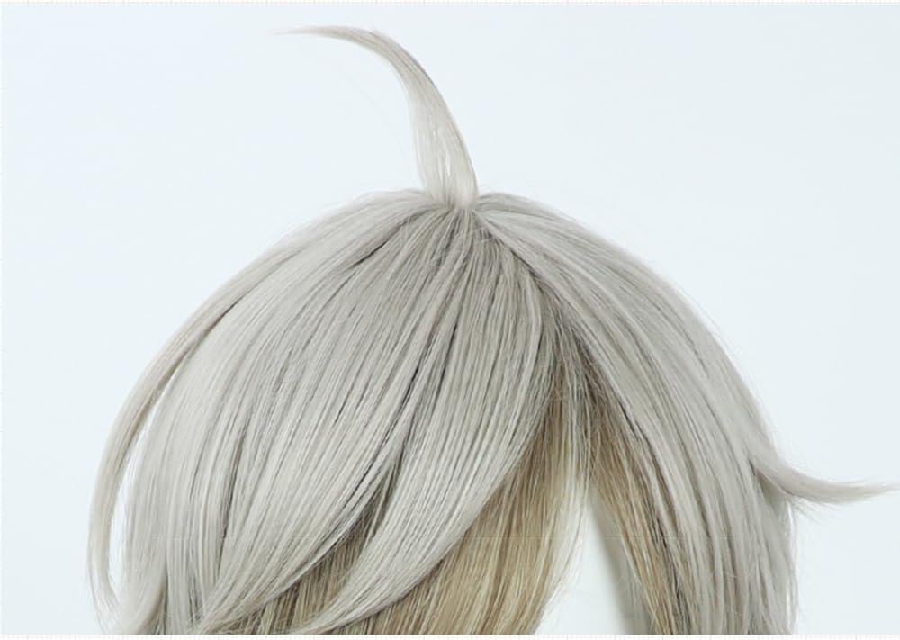 osseoca osseoca Silver White Light Gray Patchwork Wig Medium long hair Low ponytail Chopped bangs Slightly curly wig cos anime show simulation wig 60cm 23inch (kanakana)