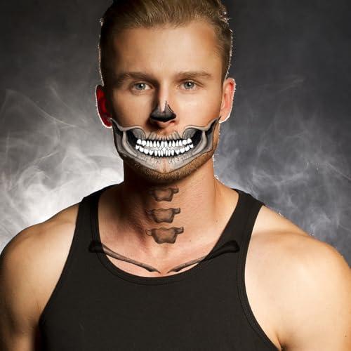 LEOARS Classic Skull Temporary Face Tattoo Halloween Costume for Men and Women