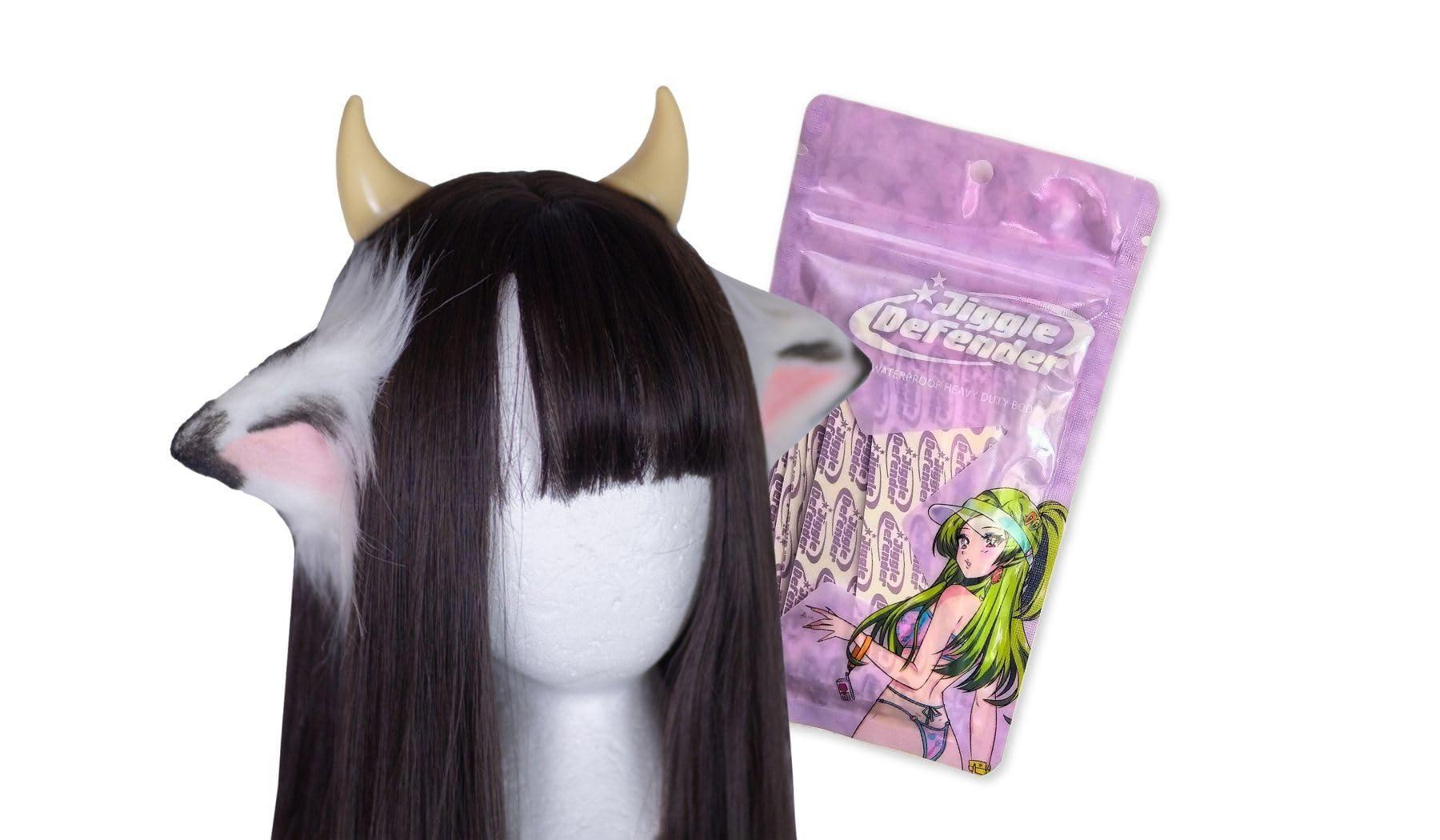 MOEFLAVOR MOEFLAVOR Anime Cow Ears Headband and Jiggle Defender Cosplay Tape