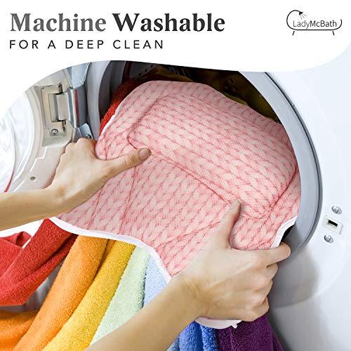 LADYMCBATH Lady McBath Bath Pillow - Luxury Bath Pillows for Tub Neck and Back Support - Powerful Suction Cups, Machine Washable Bathtub Accessory for Relaxation (Peach)