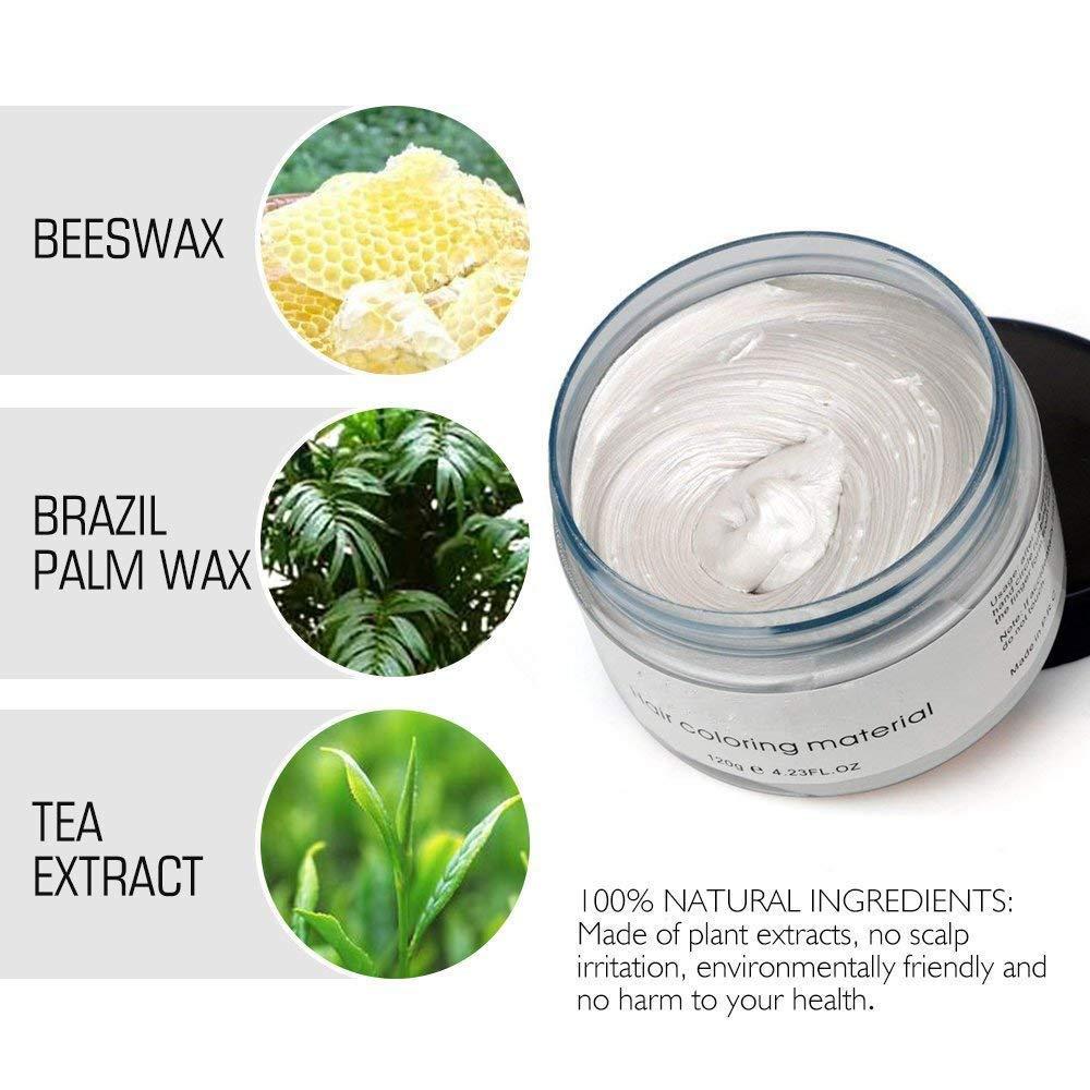 Adofect MOFAJANG Natural Hair Wax Color Styling Cream Mud, Adofect Natural Hairstyle Dye Pomade, Temporary Hairstyle Cream 4.23 oz, Hairstyle Wax for Men and Women, White