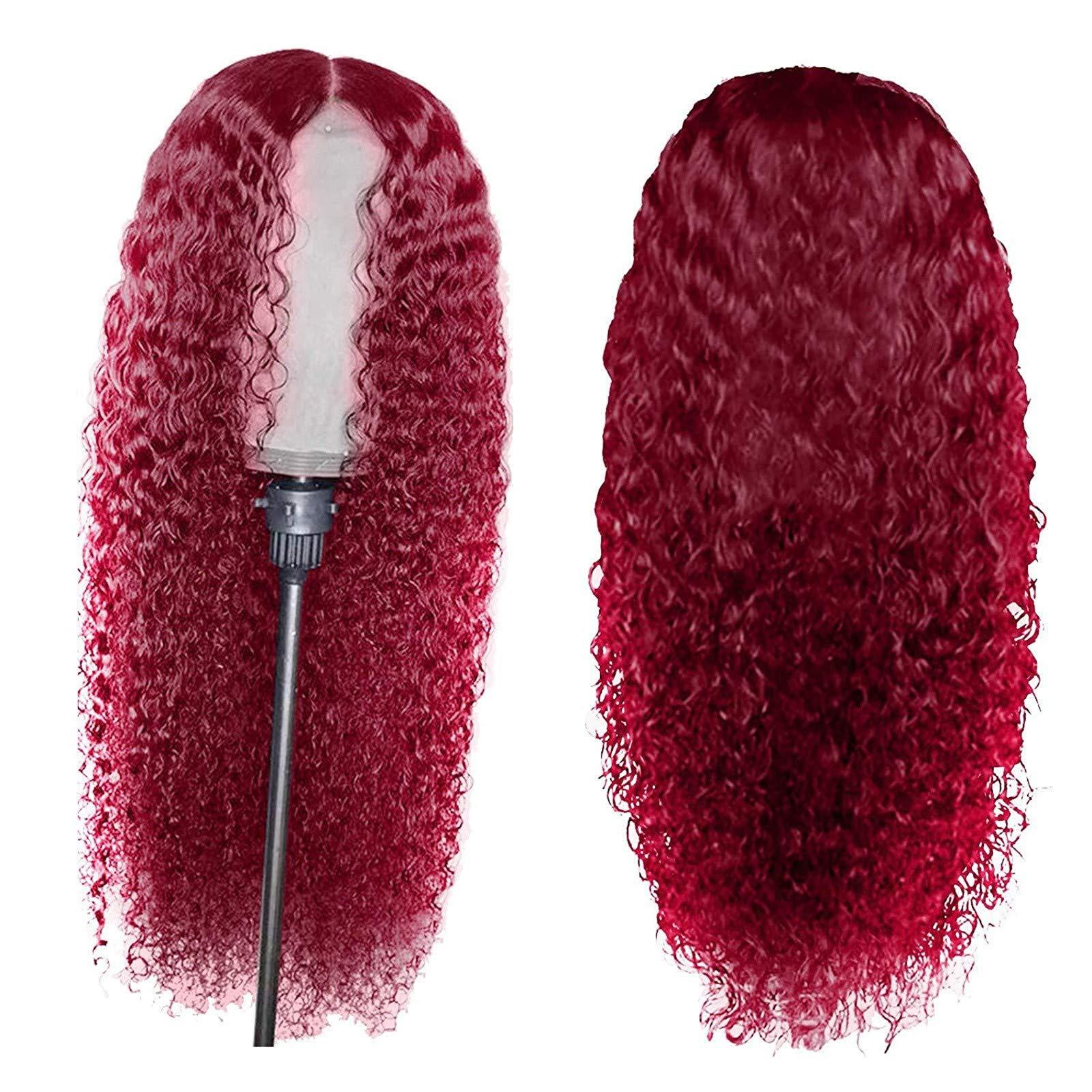 NinthAvenue Basics Deep Wave Lace Front Wigs Human Hair Lace Closure Wigs for Black Women Wet and Wavy Lace Frontal Wigs Glueless Wigs (0925B-Red, One Size)