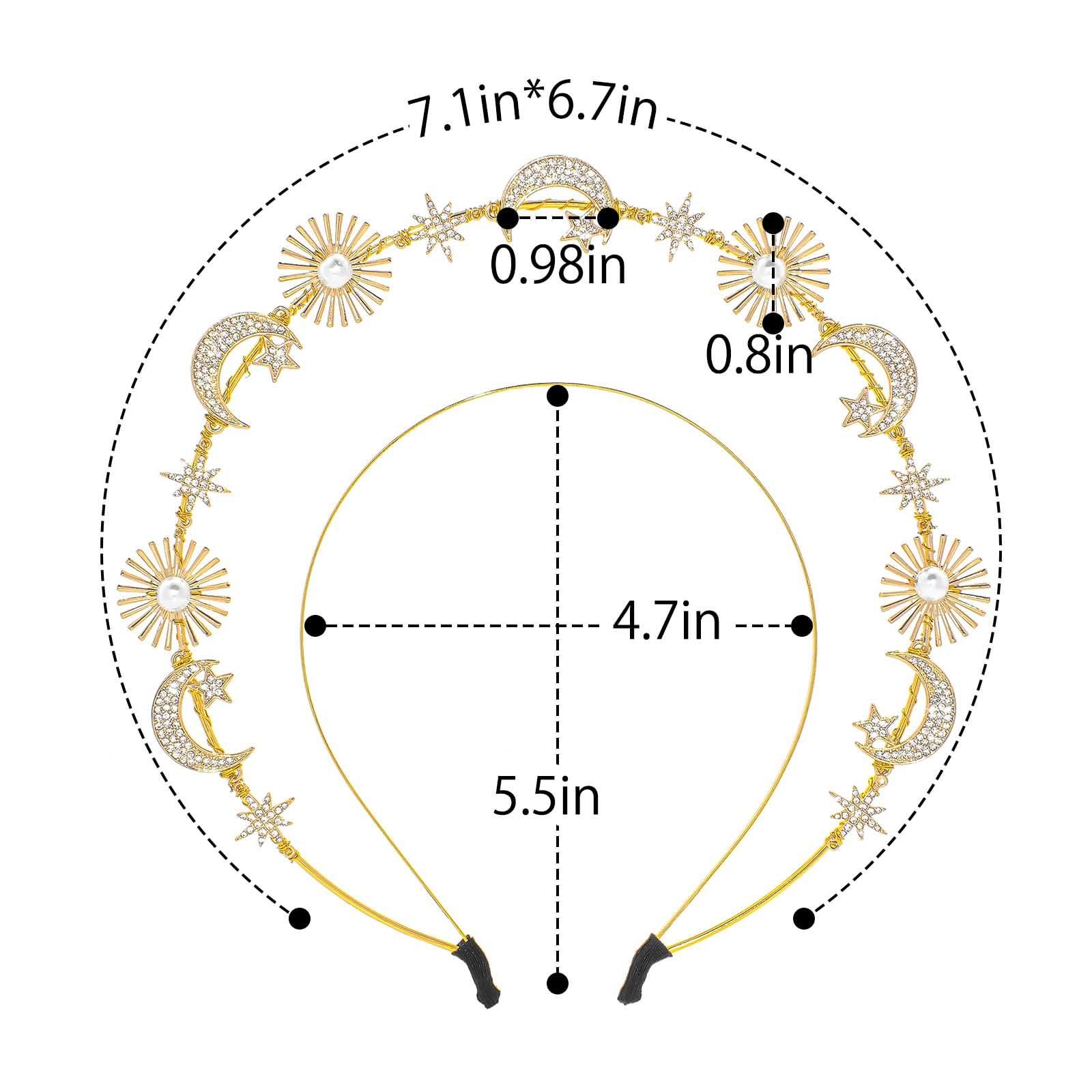 Wosois Wosois Gold Hair Band Rhinestone Hair Bands Crystal Double Loop Hair Bands Sun Star Moon Goddess Statue Hair Bands Seaside Vacation Photography Party Hair Band Accessories (Gold, Free)