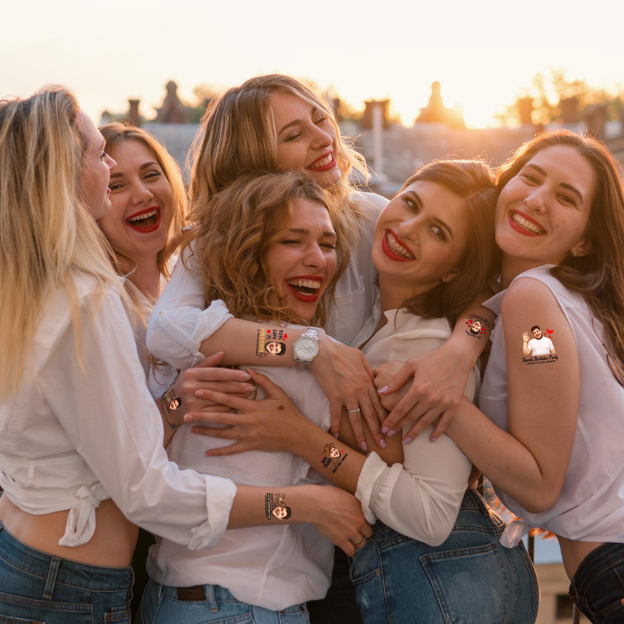 Artsadd Personalized Tattoos for Bachelor Party,Bachelorette Party Tattoos Face Text on Stickers Party Supplies Gifts for Bride Groom