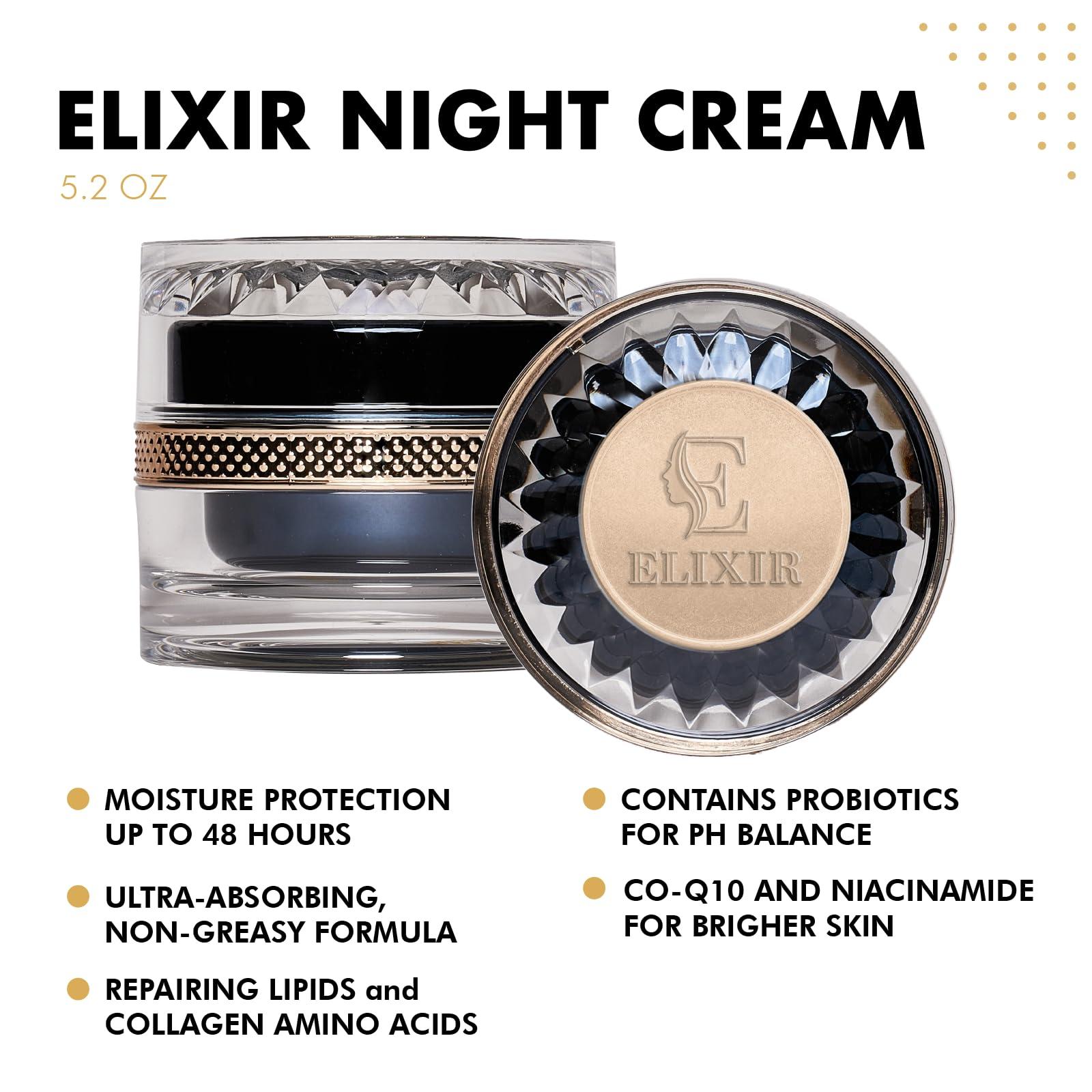 Elixir by Coc March Elixir Night Cream Luxurious Silk Anti-Aging Cream. NO Preservatives or Parabens. For All Skin Types. Face, Neck & Decollate Over 40 Skin Nutrients - Mango, Capuacu, Papaya, Babasu, Butters & Vitamins