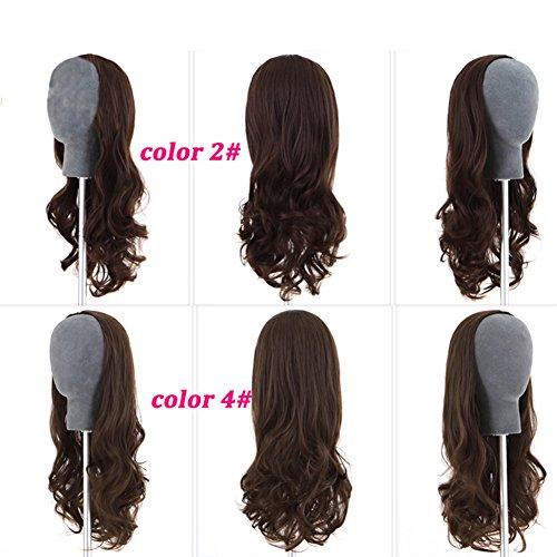 RemeeHi Remeehi 3/4 Half Wig Brazilian Remy Human Hair Wigs Body Wave Clip in None Lace Half Wig(15" 140g 4#)