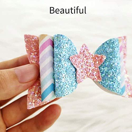 AOUXSEEM AOUXSEEM Faux Leather Hair Bows DIY Making Kit with Pre Cut Pieces and Hair Clips,Make Fashionable Shiny Hair Clips for Girls Lady Woman(Medium,Rainbow Style,20 Set)
