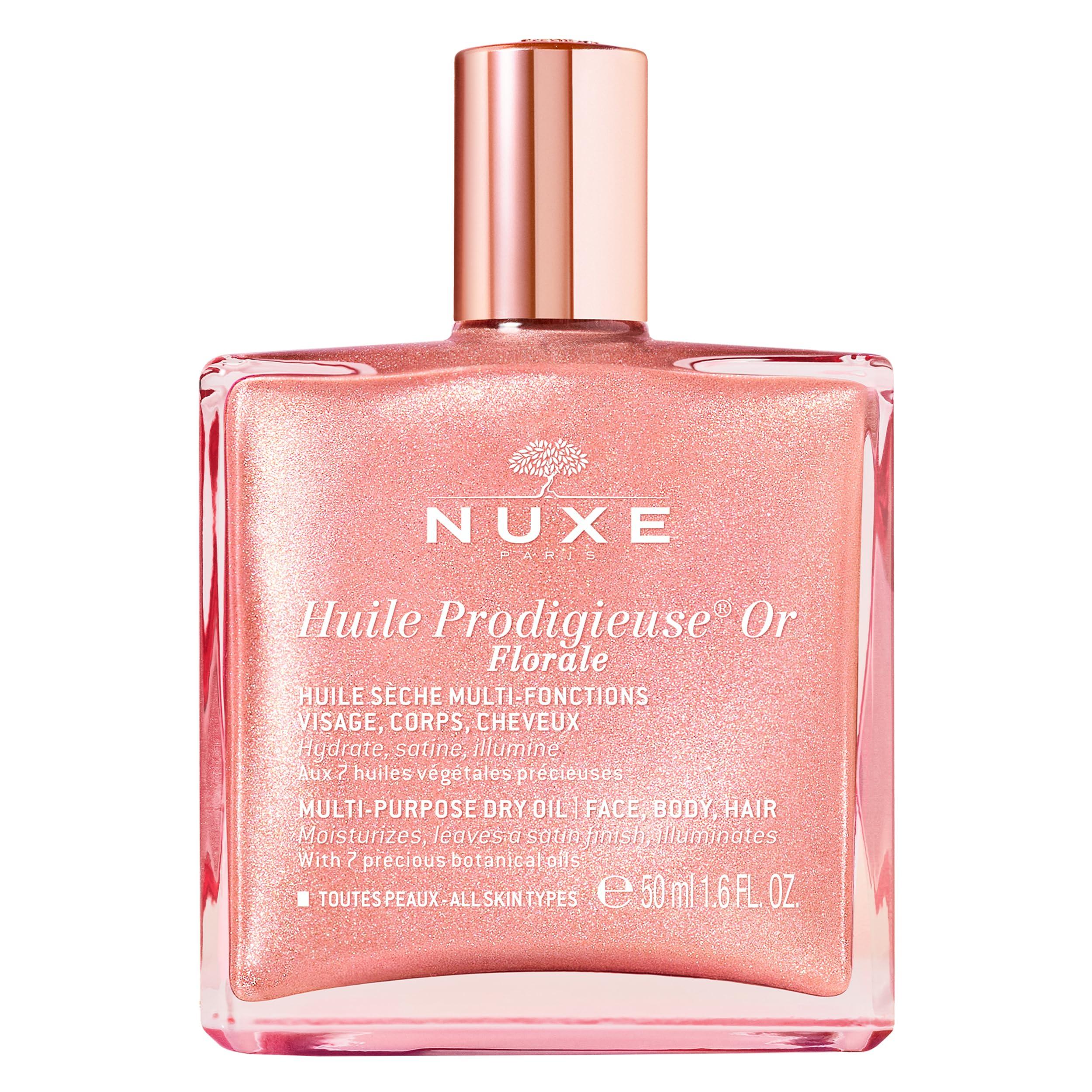 Nuxe Nuxe Huile Prodigieuse Floral Shimmering Multi Purpose Dry Oil for Face, Body & Hair. Luxurious Rose Gold Glow and Deep Hydration, 1.6 fl.oz.