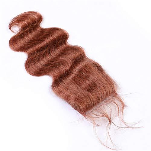 Tony beauty hair Tony Beauty Hair Copper Red Hair Bundles and Closure Body Wave Virgin Hair Weaves Dark Auburn Brazilian Human Hair 4 Bundles with Lace Closure 4x4" Pure 33 Reddish Brown (24 26 28 30 with 22)